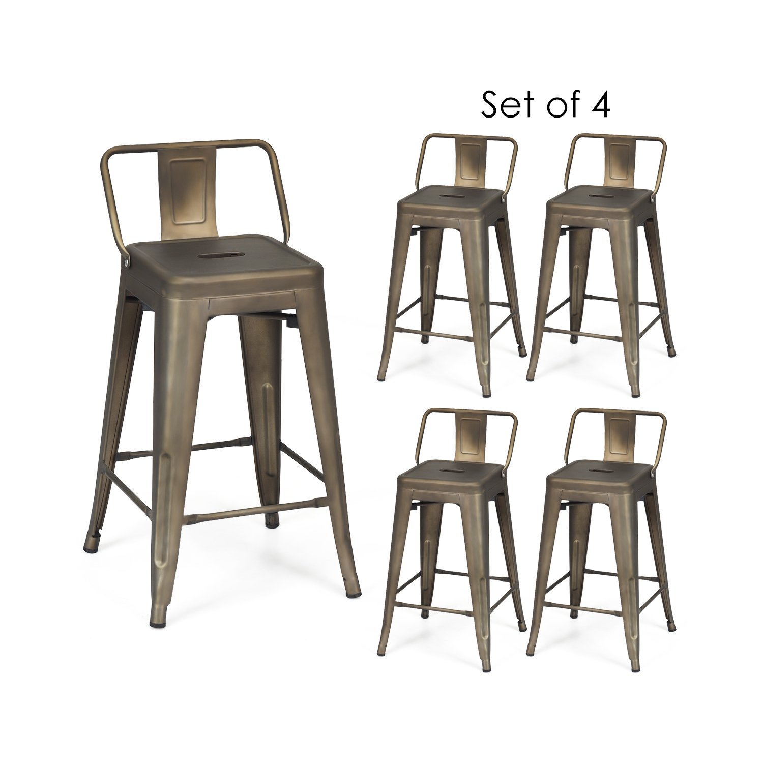 Topbuy 4 PCS Metal Bar Stools 24" Industrial Height Chair Gunmetal