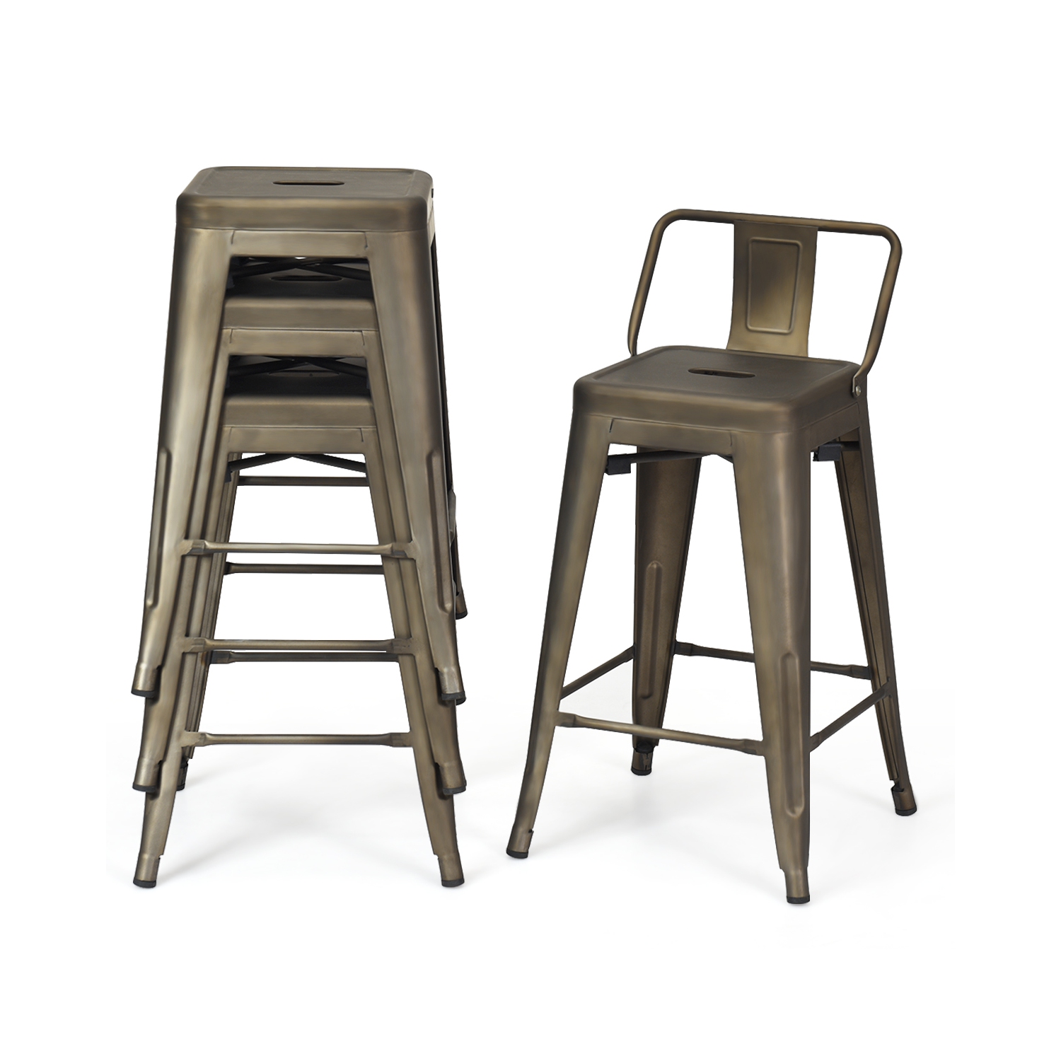 Topbuy 4 PCS Metal Bar Stools 24" Industrial Height Chair Gunmetal