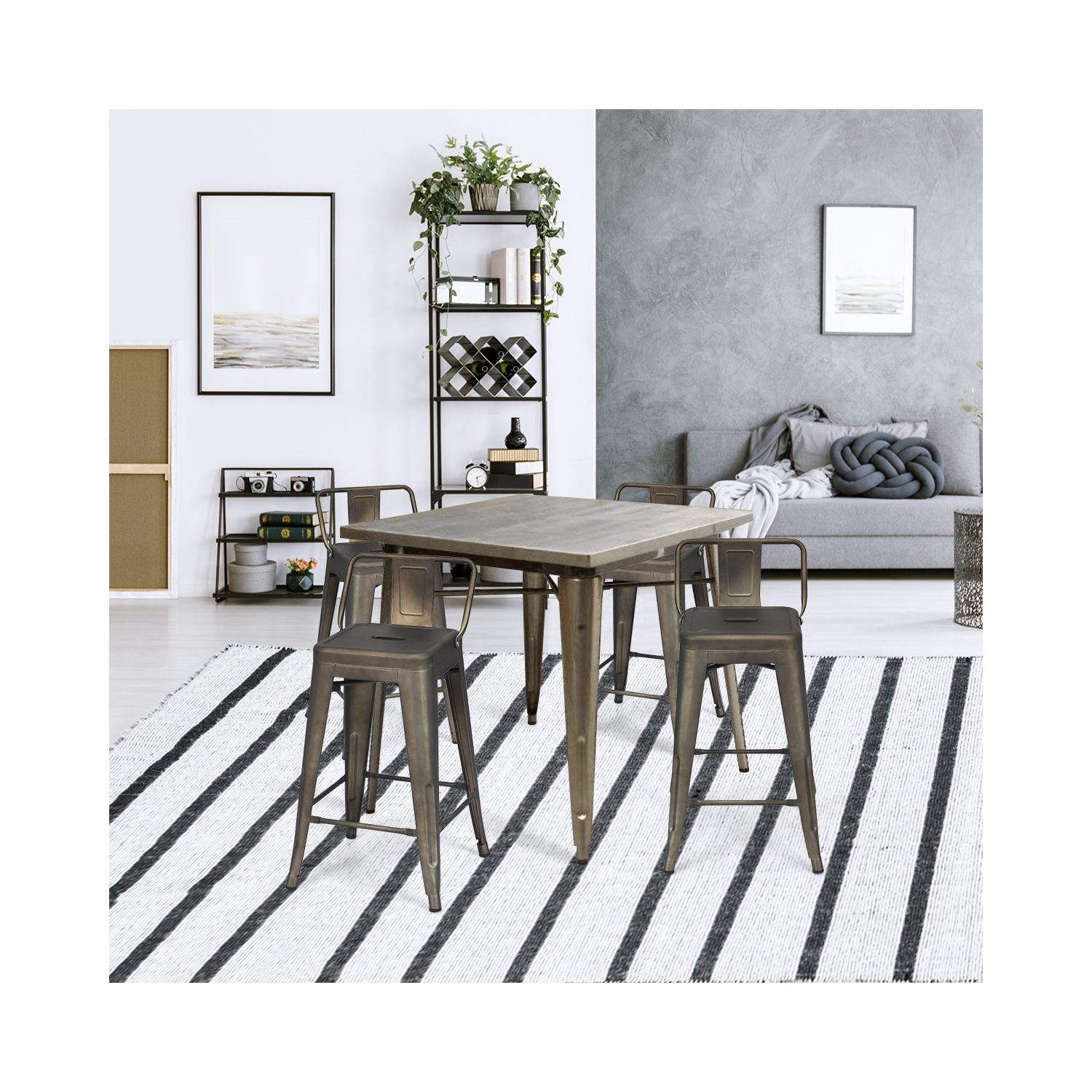 Topbuy 4 PCS Metal Bar Stools 24" Industrial Height Chair Gunmetal