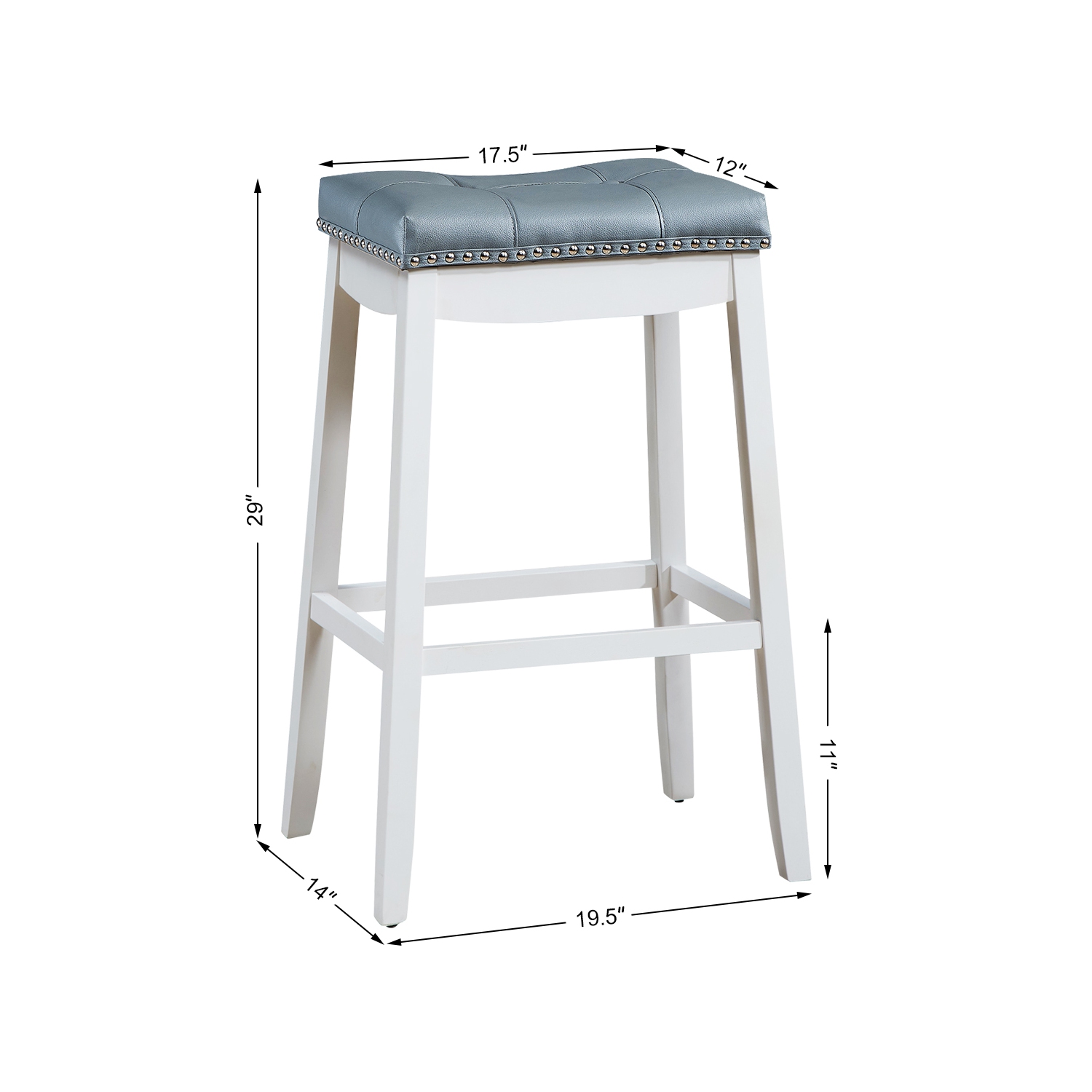 Ensemble de 4 tabourets de bar à siège Nailhead sans dossier avec coussins gris Café/Blanc de TopBuy