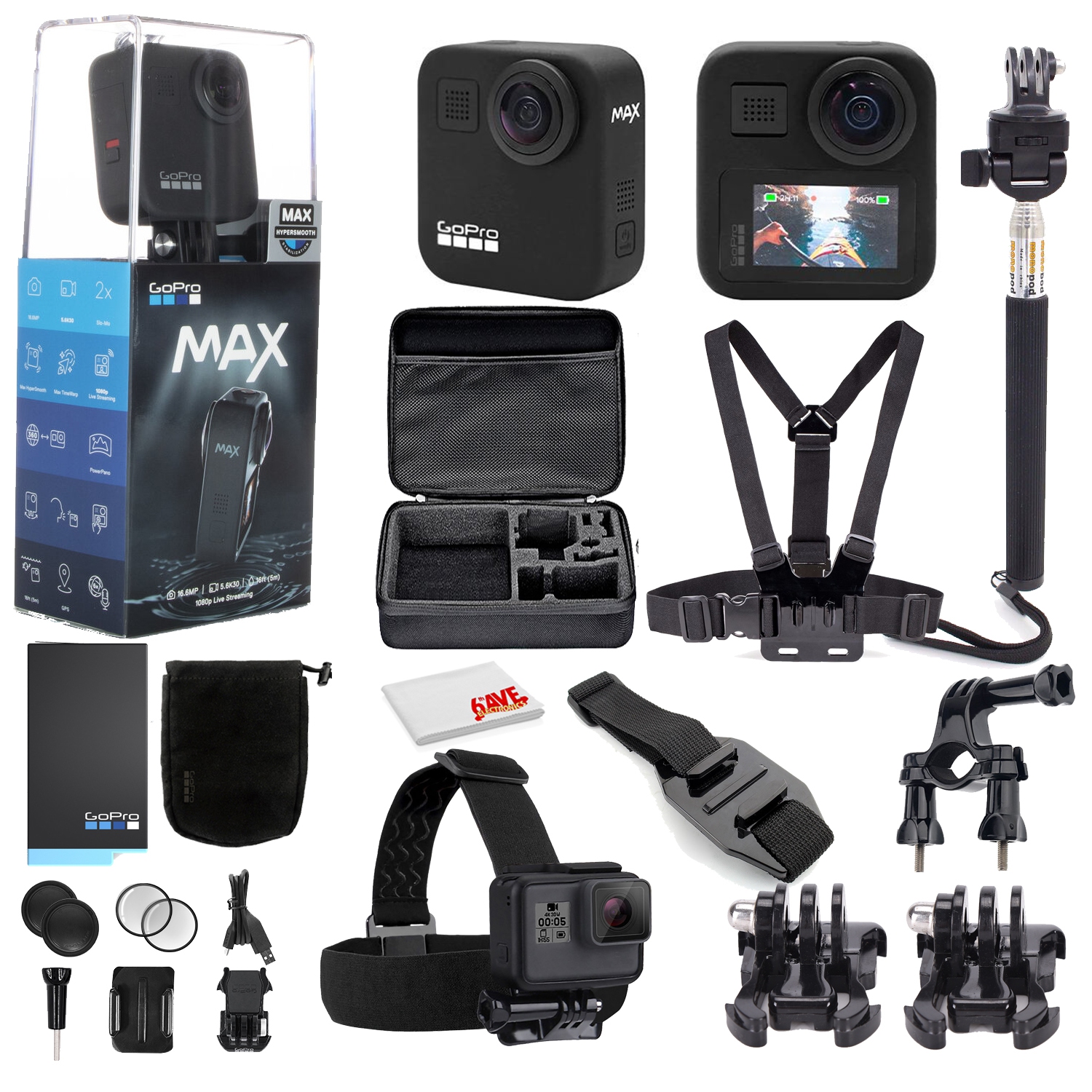 GoPro MAX 360 Waterproof Action Camera -With Mega Accessory Kit