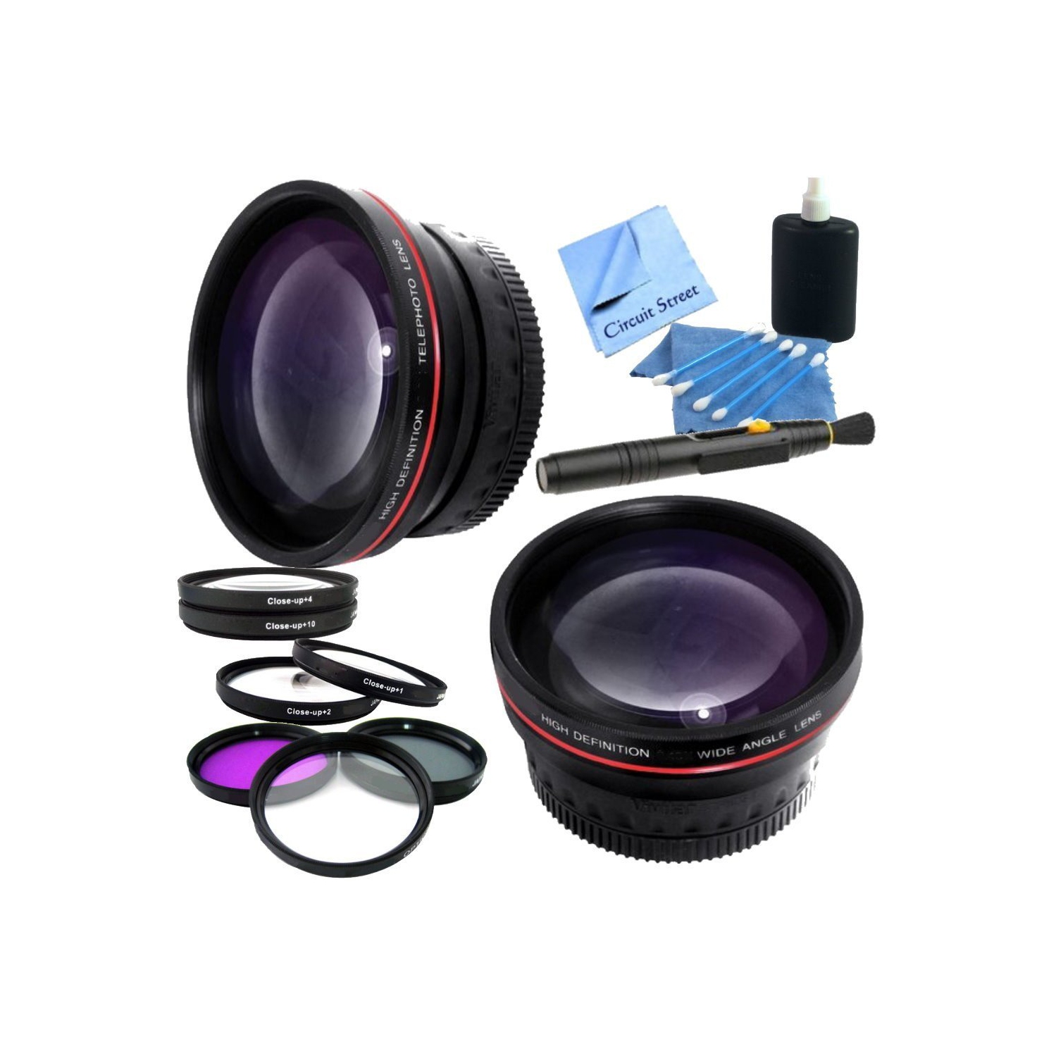 Ensemble avec objectif 58 mm professionnel pour caméscopes VIXIA de Canon : Objectif grand-angle, téléobjectif HD, ensemble de filtres, objectif