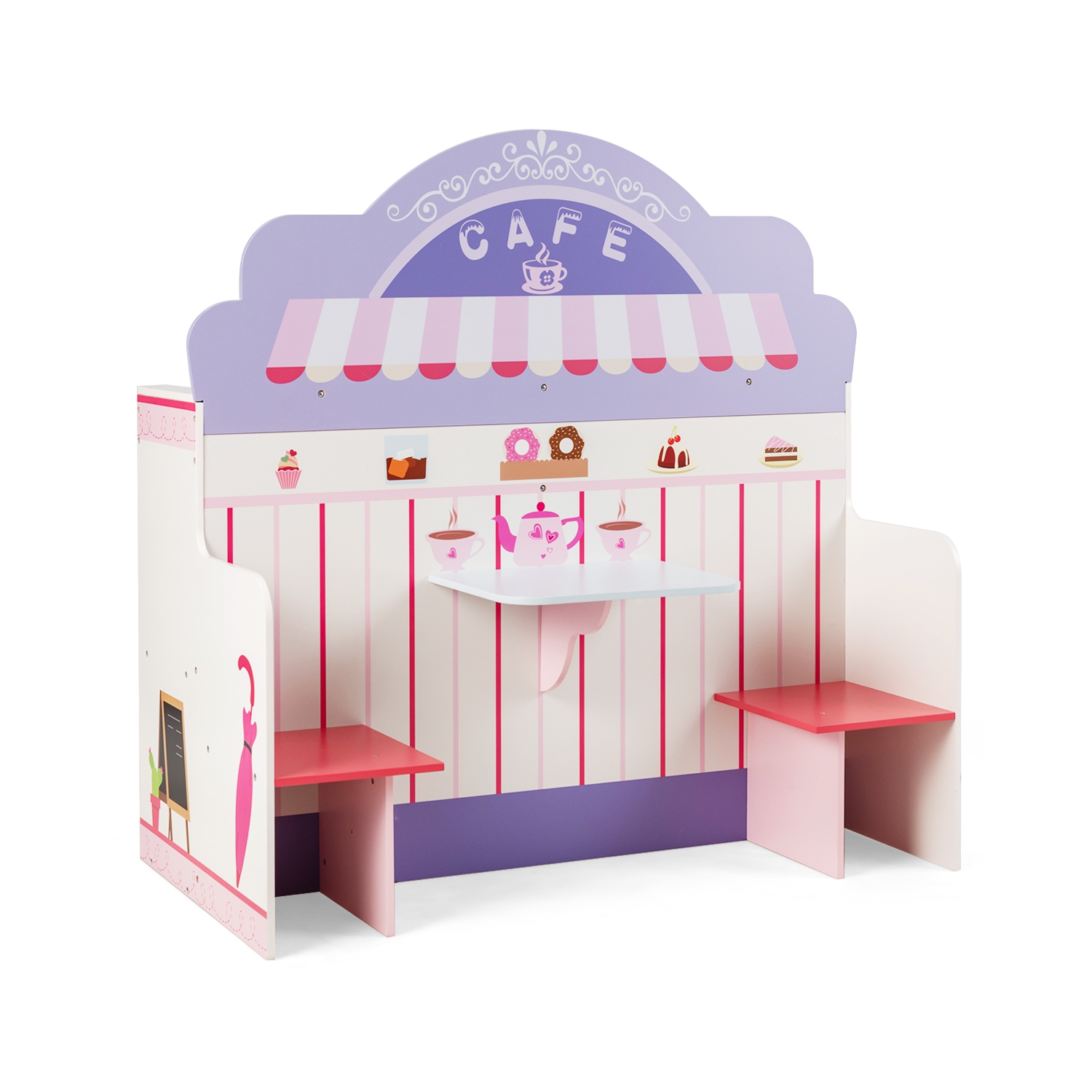 Topbuy 2 in1 Wood Kids Kitchen Play Set Simulation Cooking Toy Set for Toddler