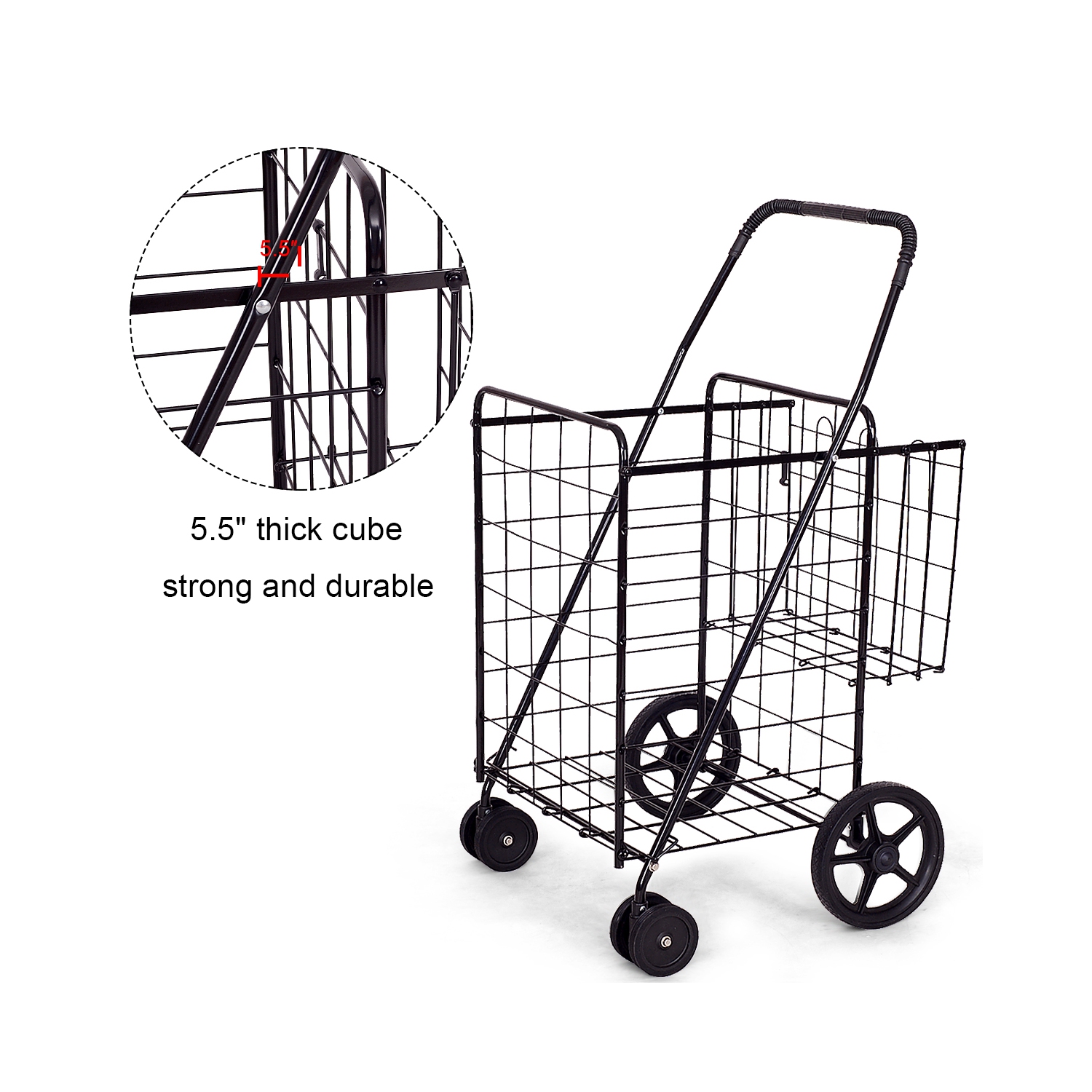 Topbuy Utility Folding Shopping Cart with Swivel Wheels Easy Storage