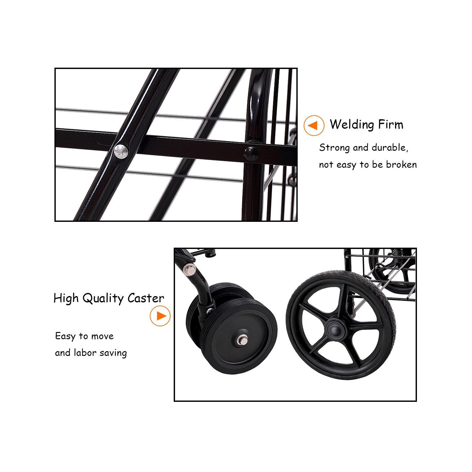 Topbuy Utility Folding Shopping Cart with Swivel Wheels Easy Storage