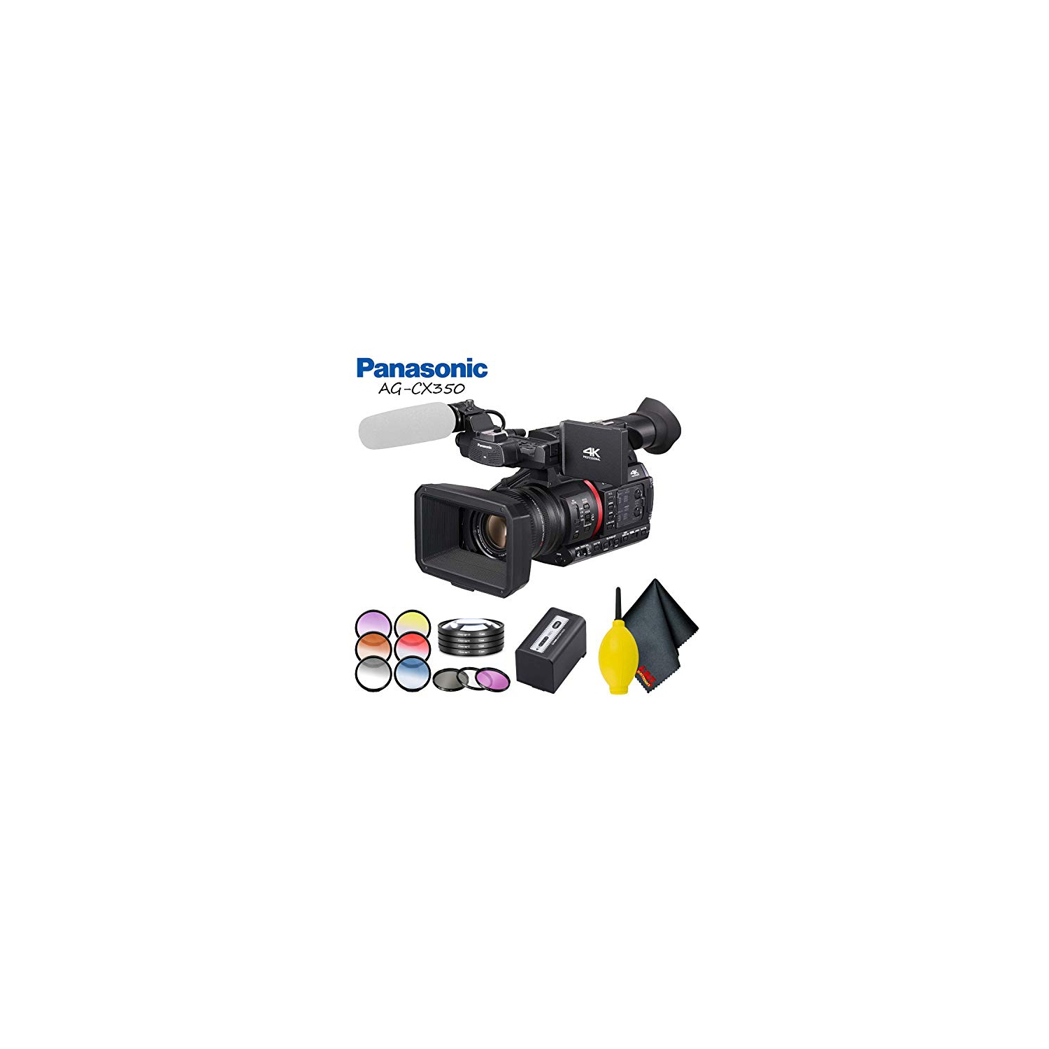 Panasonic AG-CX350 4K Camcorder Accessory Bundle with Cleaning Kit and Filter Kit