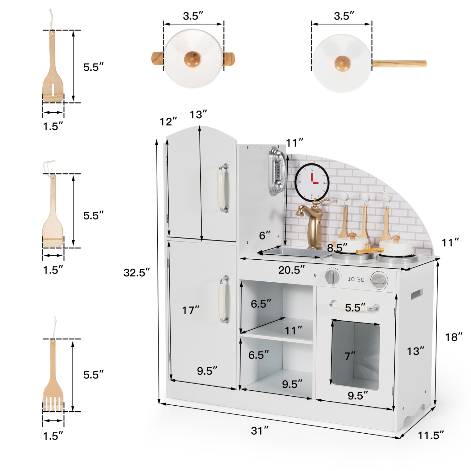 Topbuy Kids Kitchen Playset Cooking Play Toy with Cookware Utensils&Stove Toddlers Wooden Play Kitchen