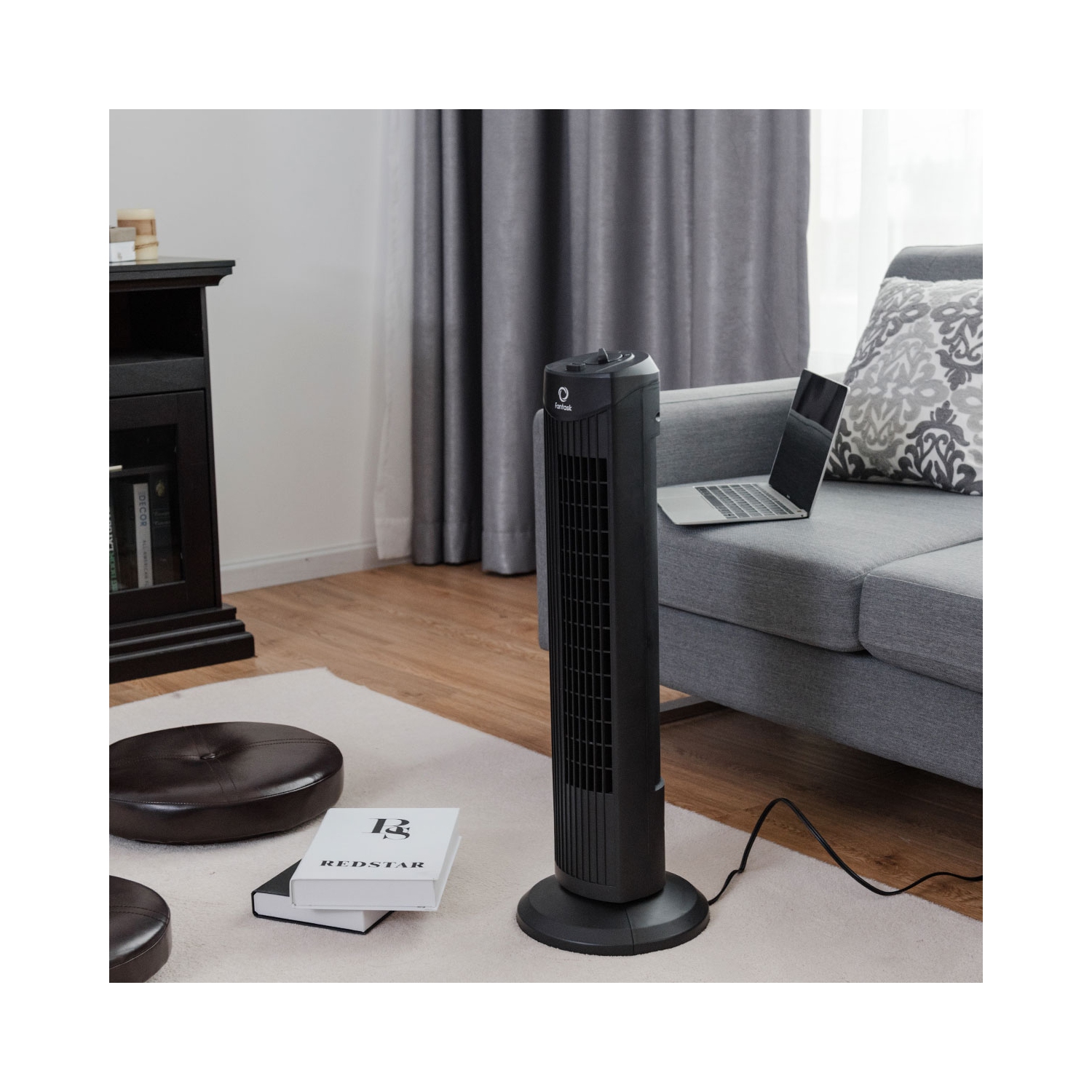 Topbuy 28" Oscillating Tower Fan 3 Wind Outlet Speed Space Cooling 35W Black/White