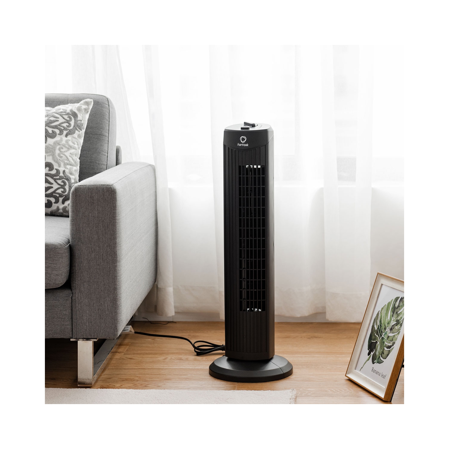 Topbuy 28" Oscillating Tower Fan 3 Wind Outlet Speed Space Cooling 35W Black/White