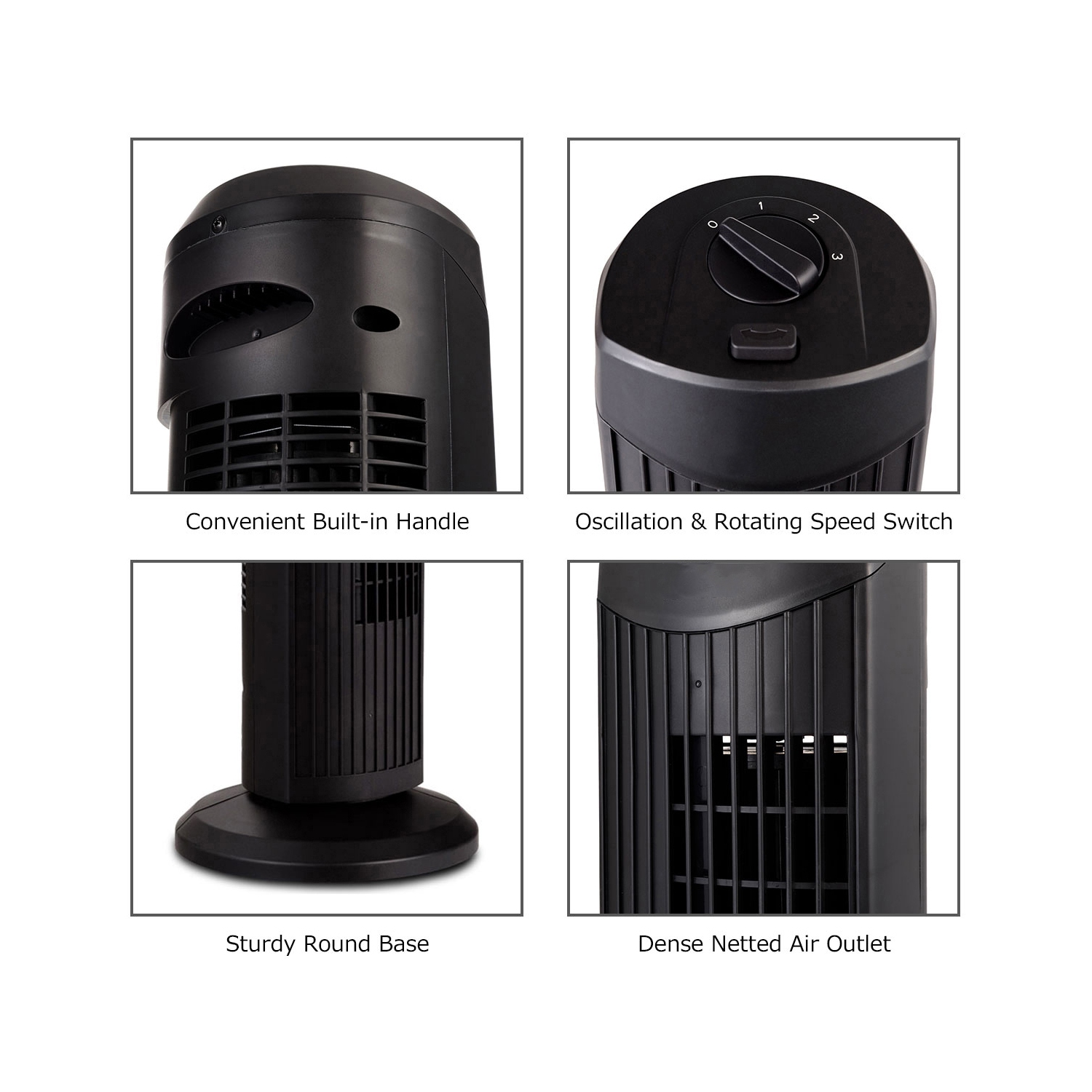 Topbuy 28" Oscillating Tower Fan 3 Wind Outlet Speed Space Cooling 35W Black/White