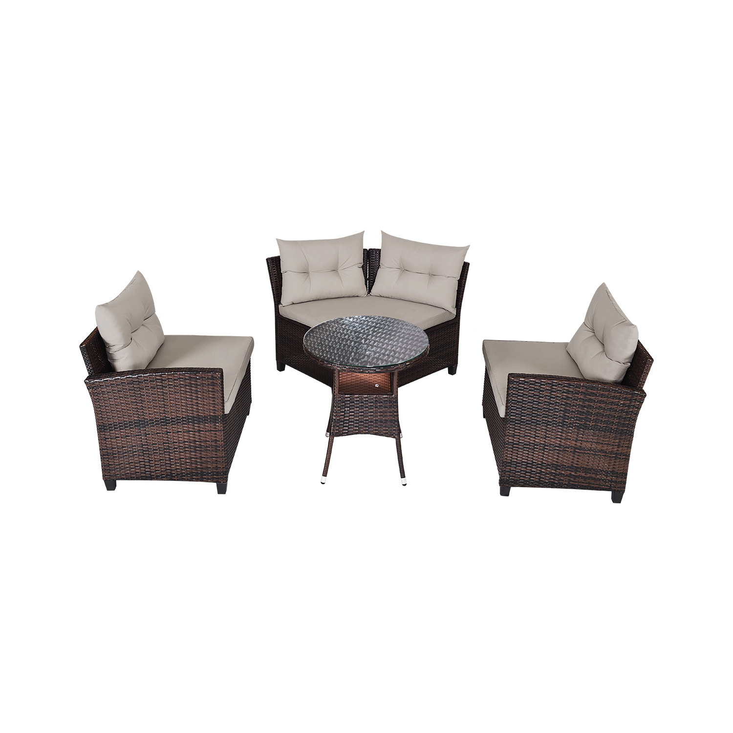 Topbuy 4PCS Outdoor Wicker Rattan Sectional Sofa Patio Conversation Set