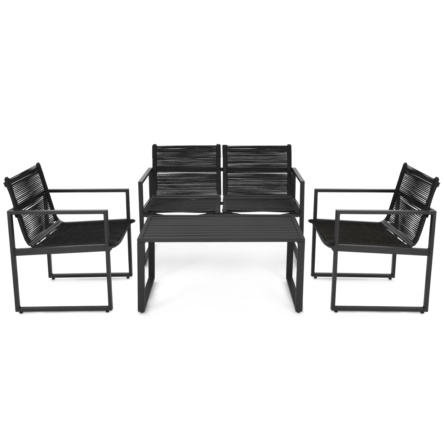 Patiojoy 4 PCS Patio Furniture Sofa Set Loveseat Coffee Table for Backyard Balcony & Poolside