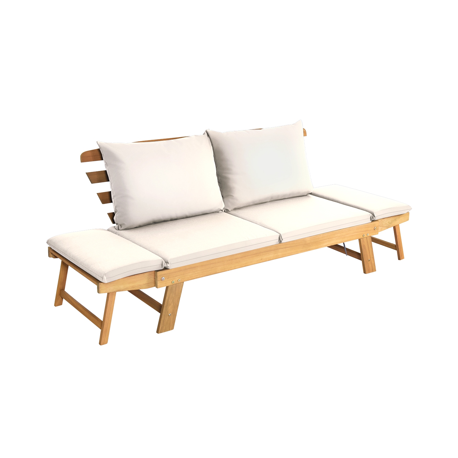 Topbuy Outdoor Folding Daybed Patio Acacia Wood Convertible Couch Sofa Bed TurquoiseRed WhiteDark Grey