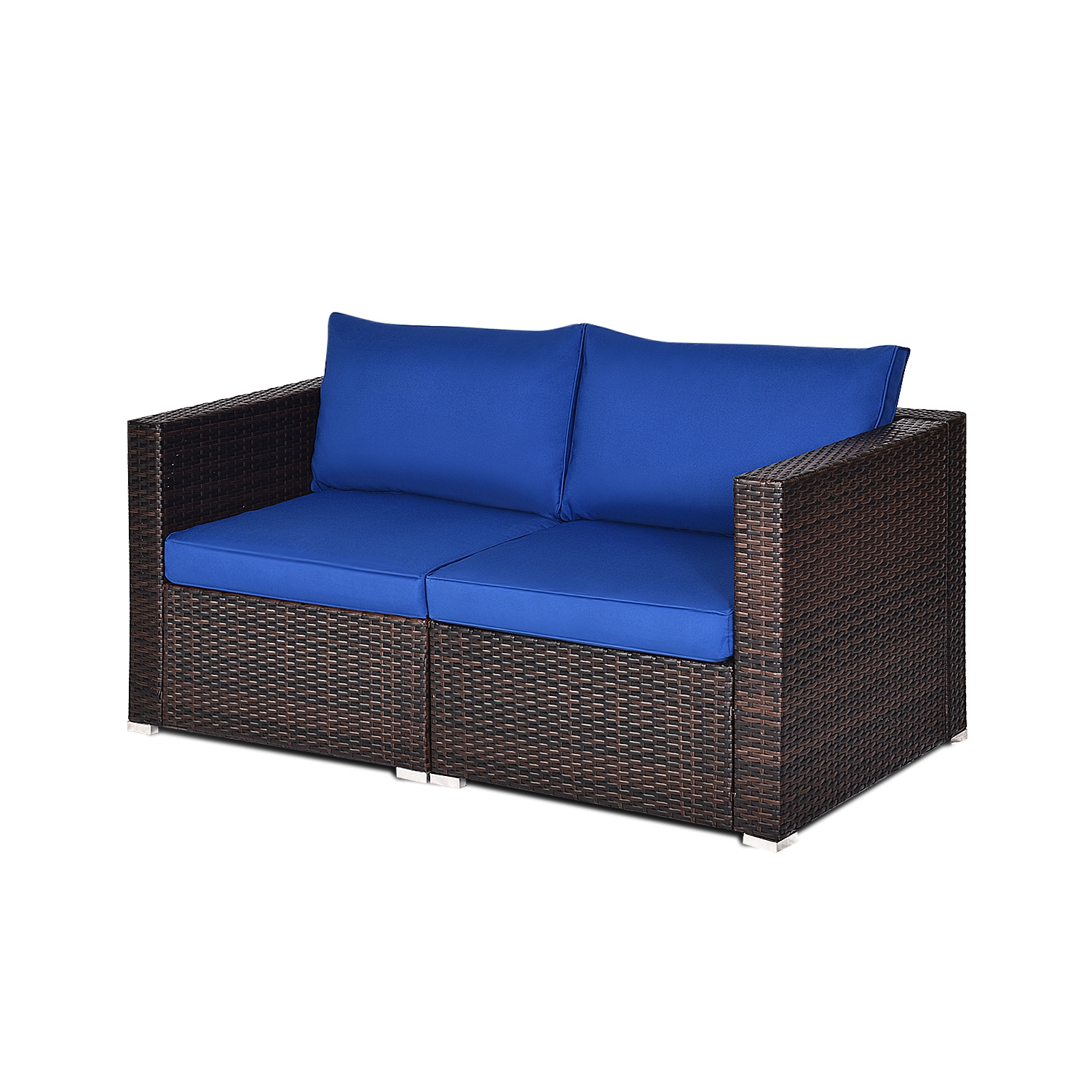 Ensemble de 2 pièces de mobilier de jardin en osier avec causeuse en rotin TopBuy avec coussins amovibles noir/rouge/brun/turquoise