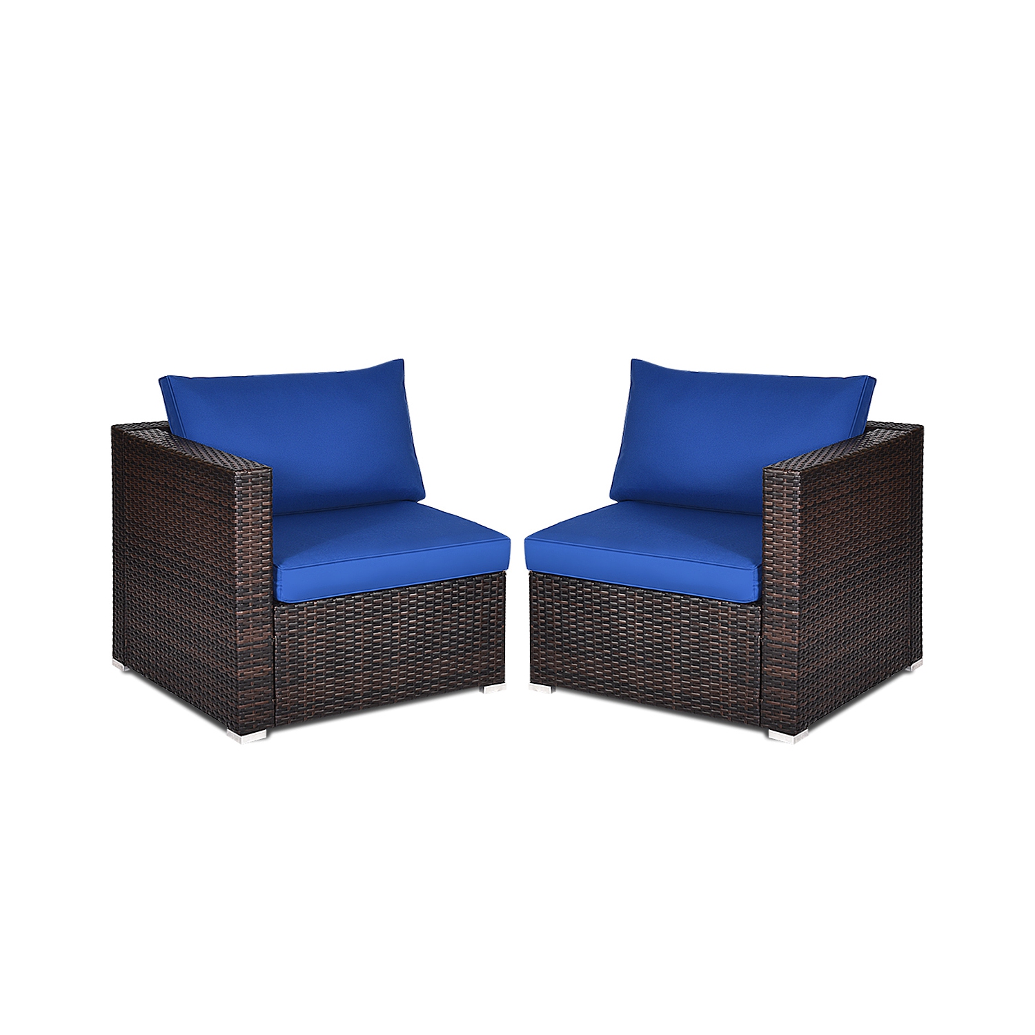 Ensemble de 2 pièces de mobilier de jardin en osier avec causeuse en rotin TopBuy avec coussins amovibles noir/rouge/brun/turquoise