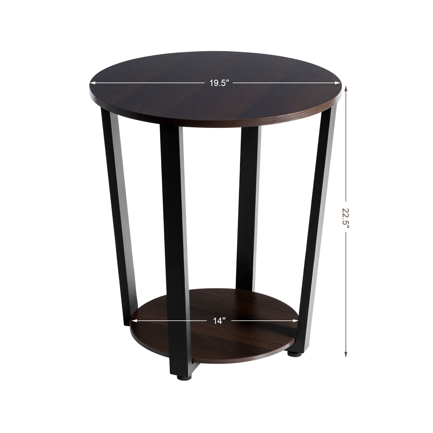 Topbuy 2-Tier Industrial Round End Table Metal Sofa Side Table W/ Storage Shelf