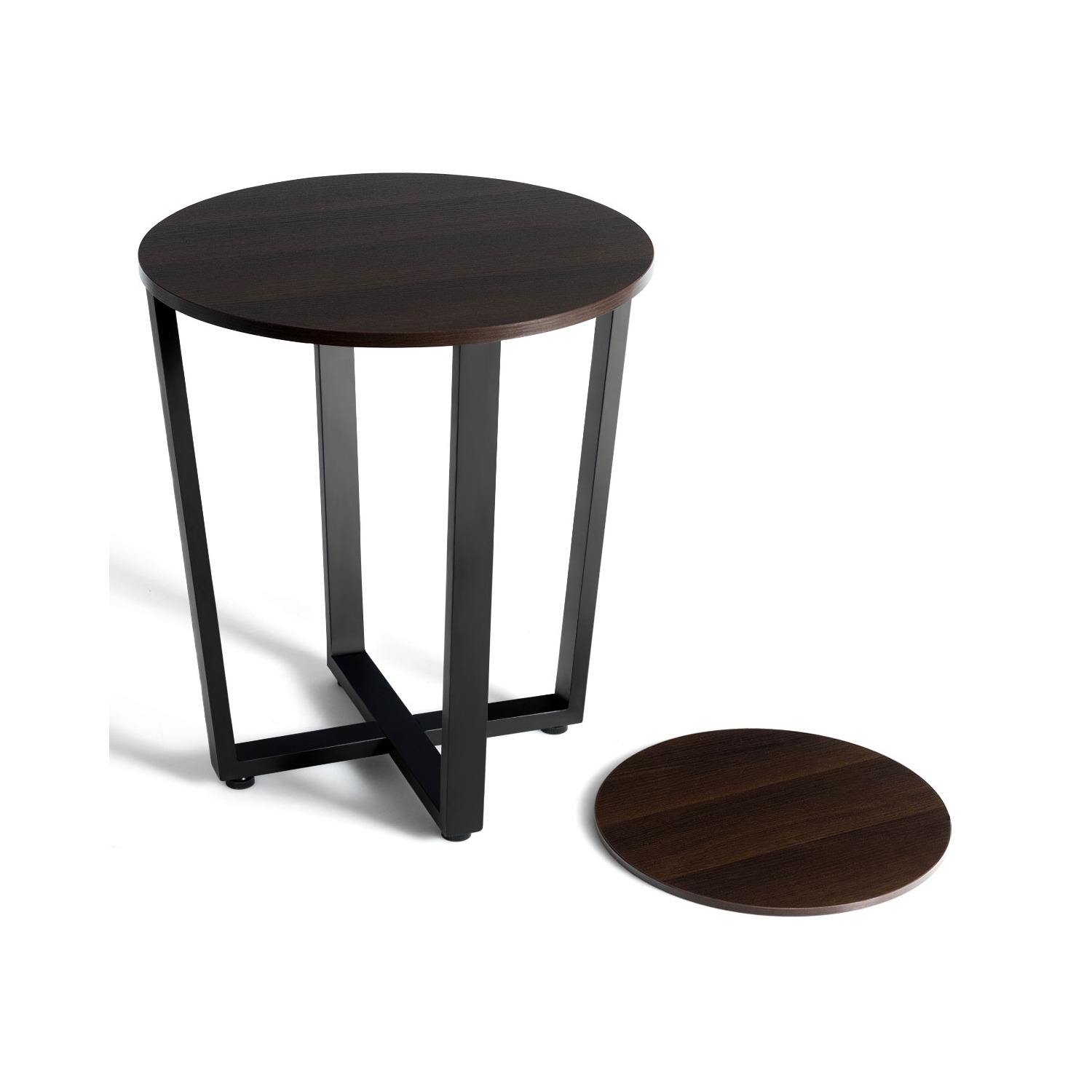 Topbuy 2-Tier Industrial Round End Table Metal Sofa Side Table W/ Storage Shelf