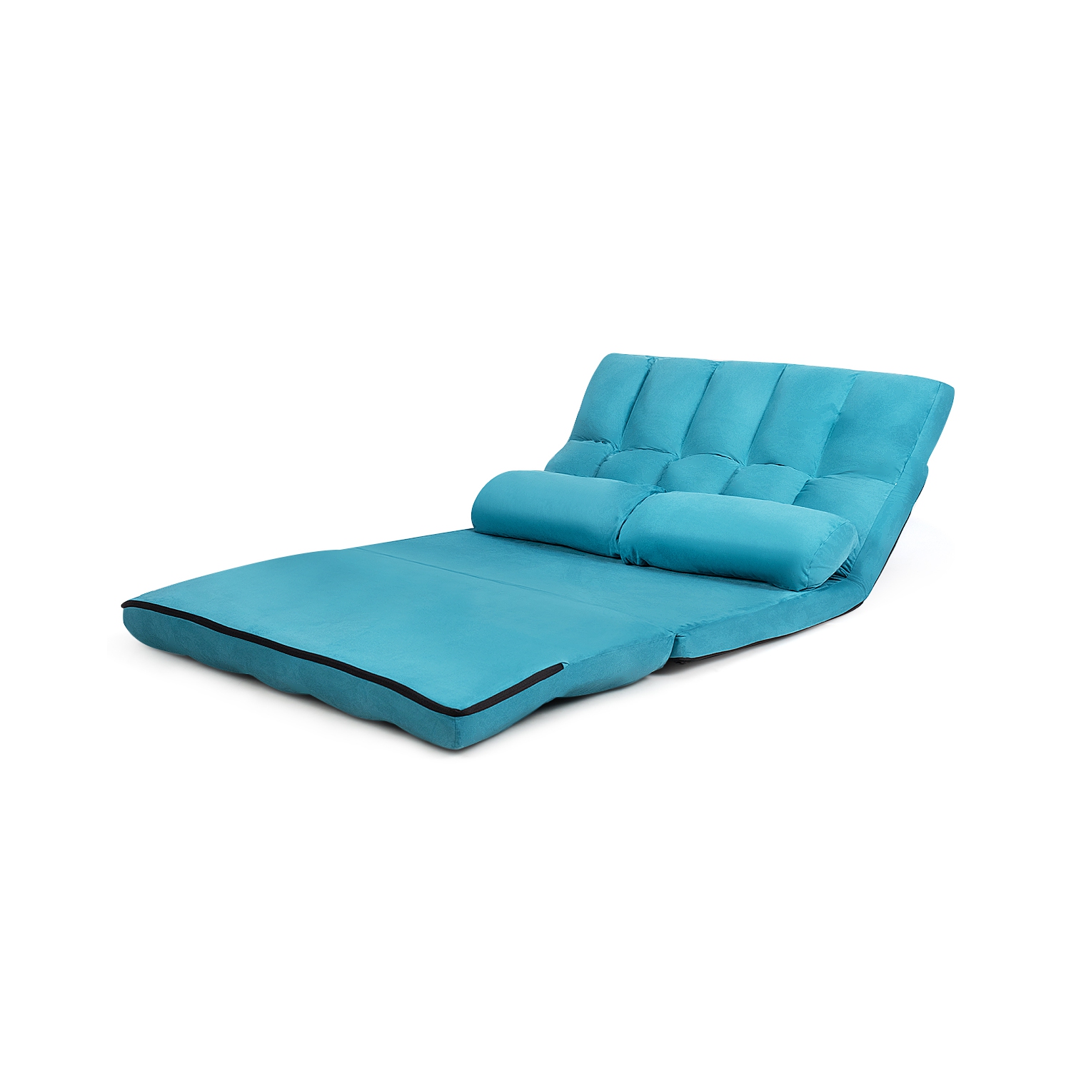 TopBuy – sofa-lit repliable avec 2 coussins, bleu, avec canapé-lit au sol ajustable