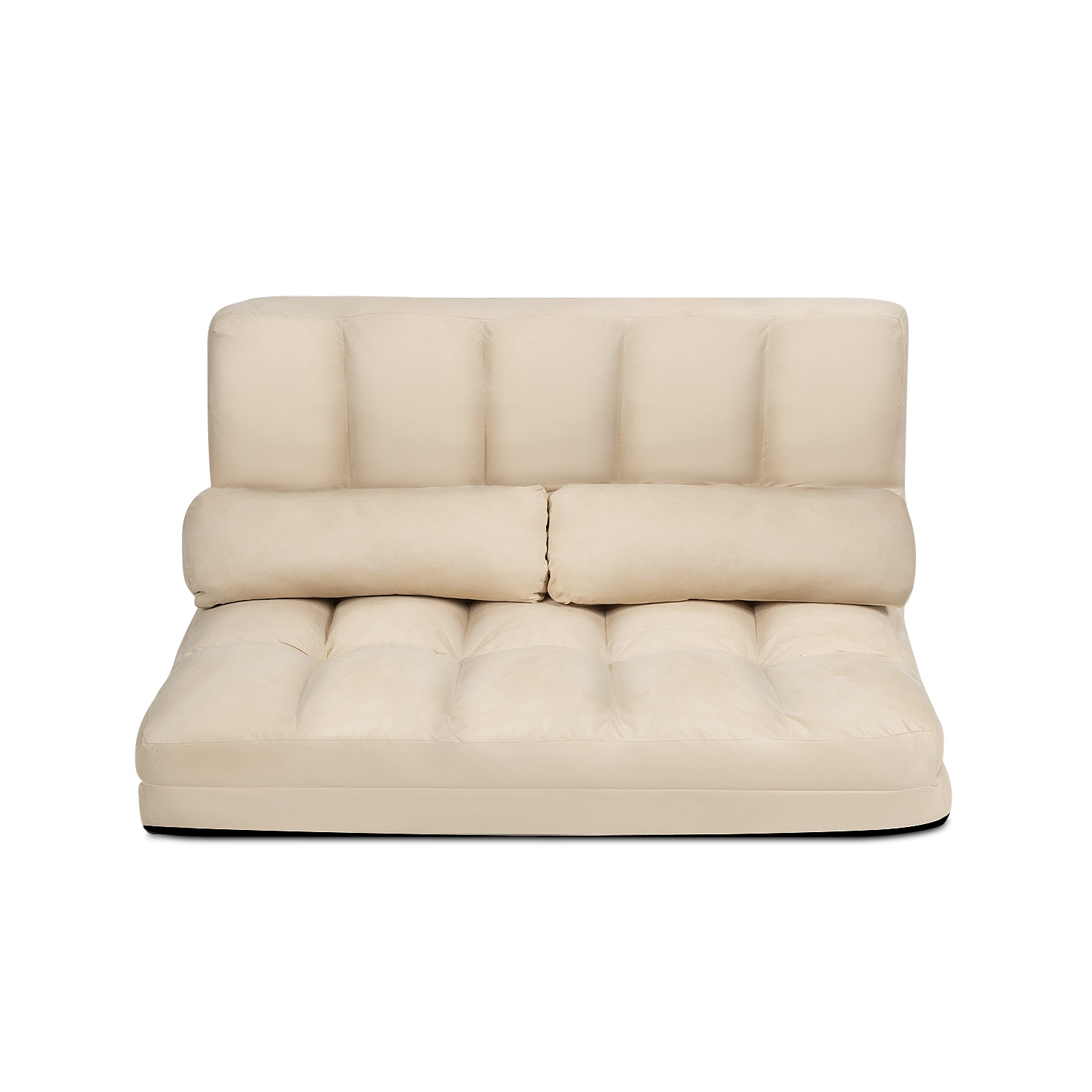 TopBuy – sofa-lit repliable avec 2 coussins, beige, avec canapé-lit au sol ajustable