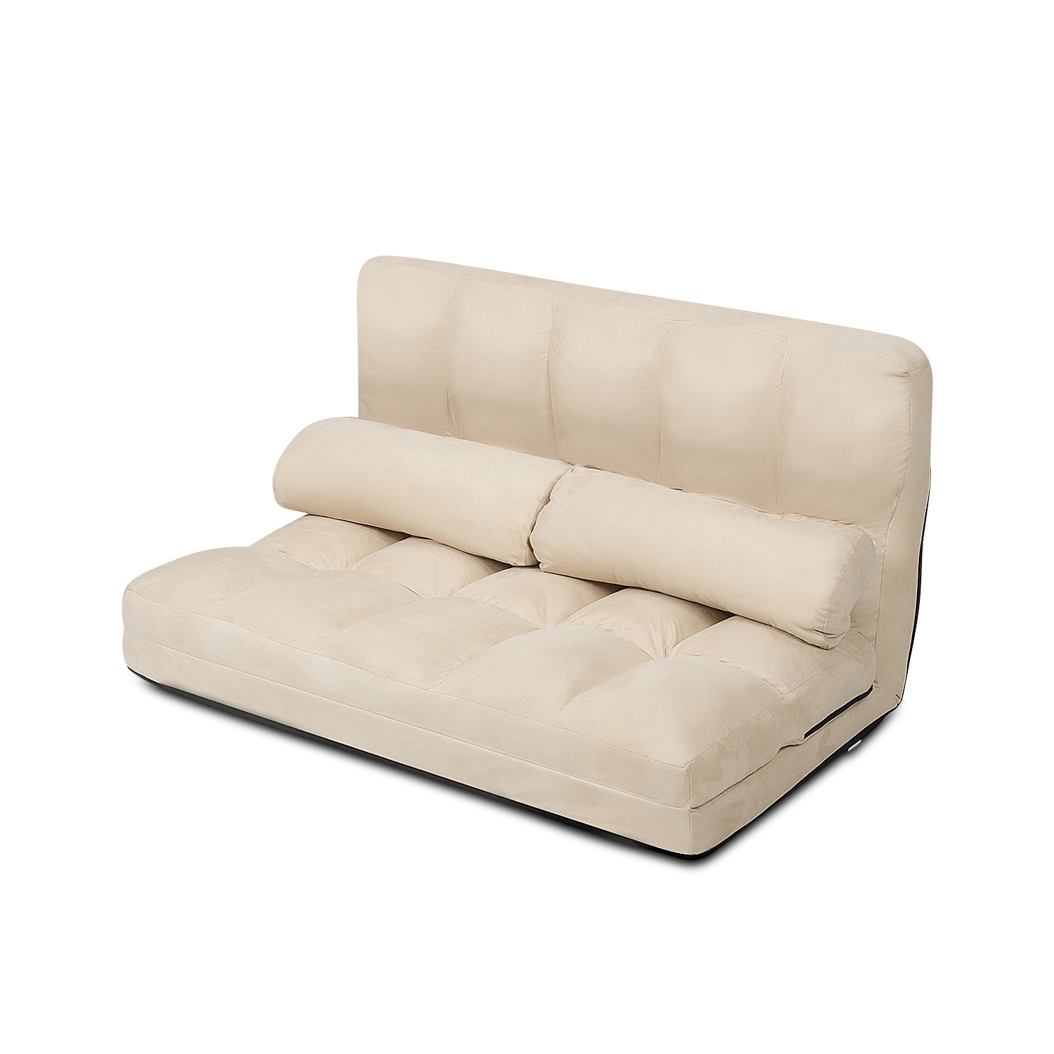 TopBuy – sofa-lit repliable avec 2 coussins, beige, avec canapé-lit au sol ajustable