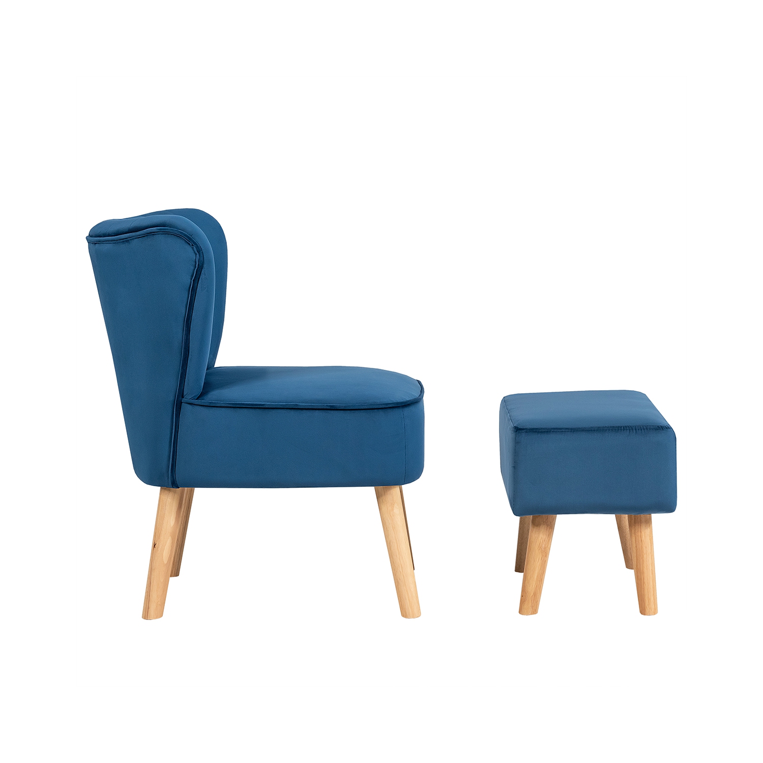 Topbuy Chair Ottoman Set Modern Curved Tufted Sofa Chair Set with Velvet Upholstery PinkBlue Green