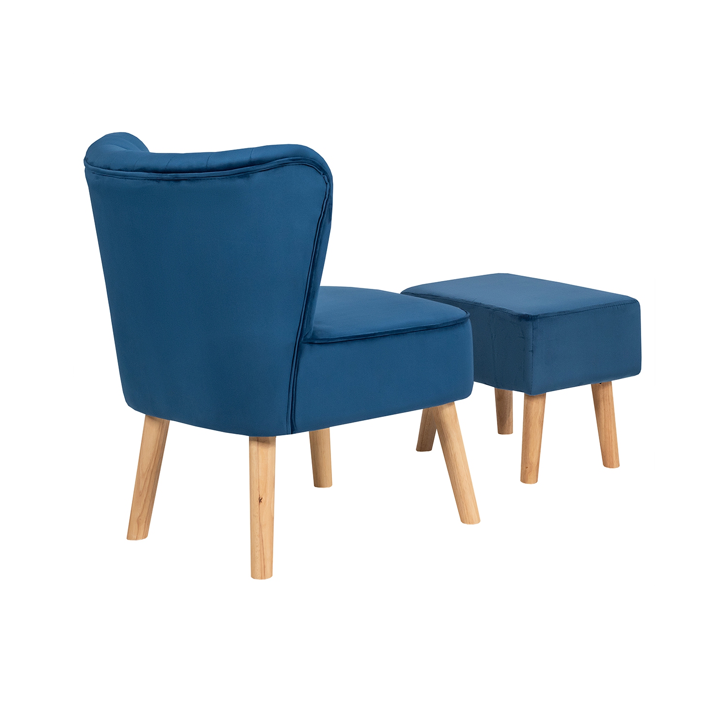 Topbuy Chair Ottoman Set Modern Curved Tufted Sofa Chair Set with Velvet Upholstery PinkBlue Green