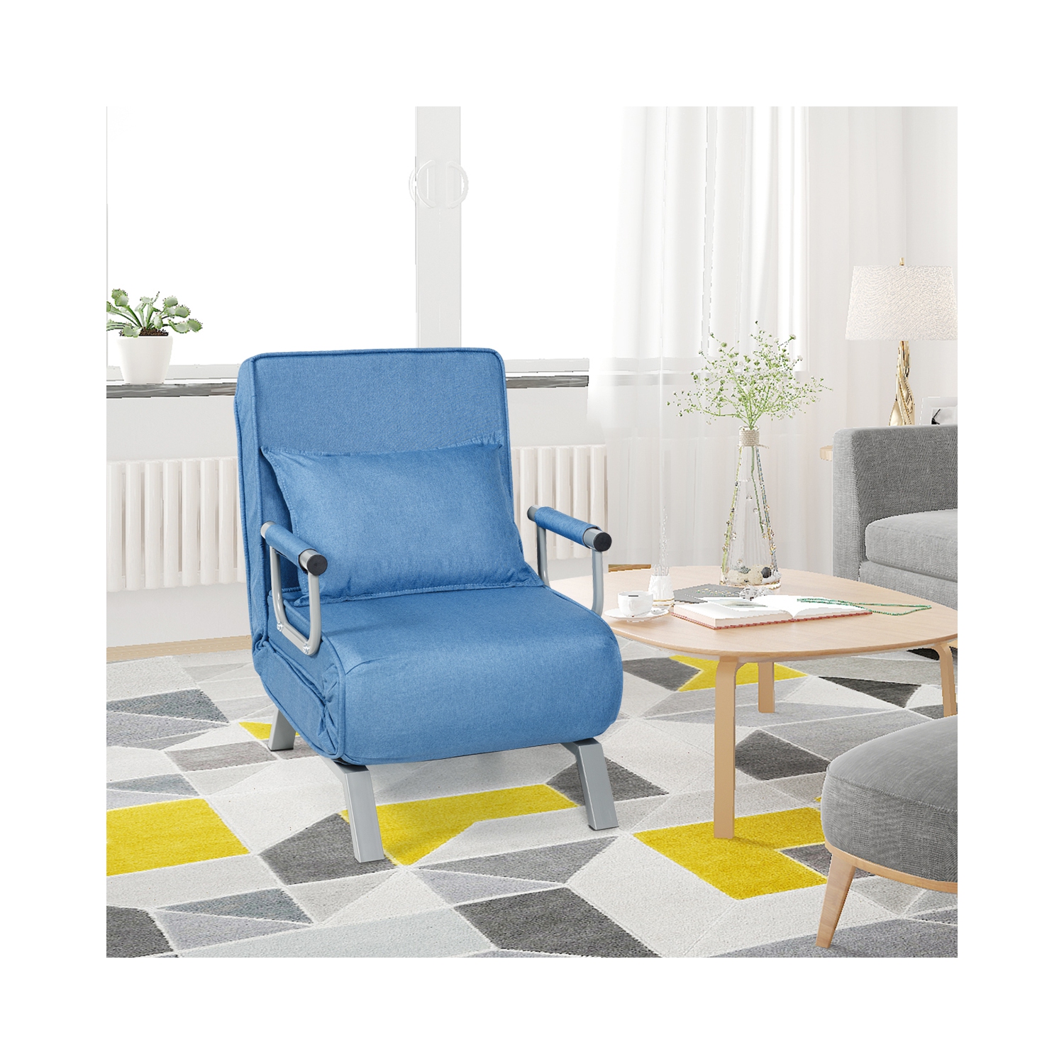 Canapé-lit pliant à accoudoirs de TopBuy, fauteuil inclinable, 5 positions, entièrement rembourré