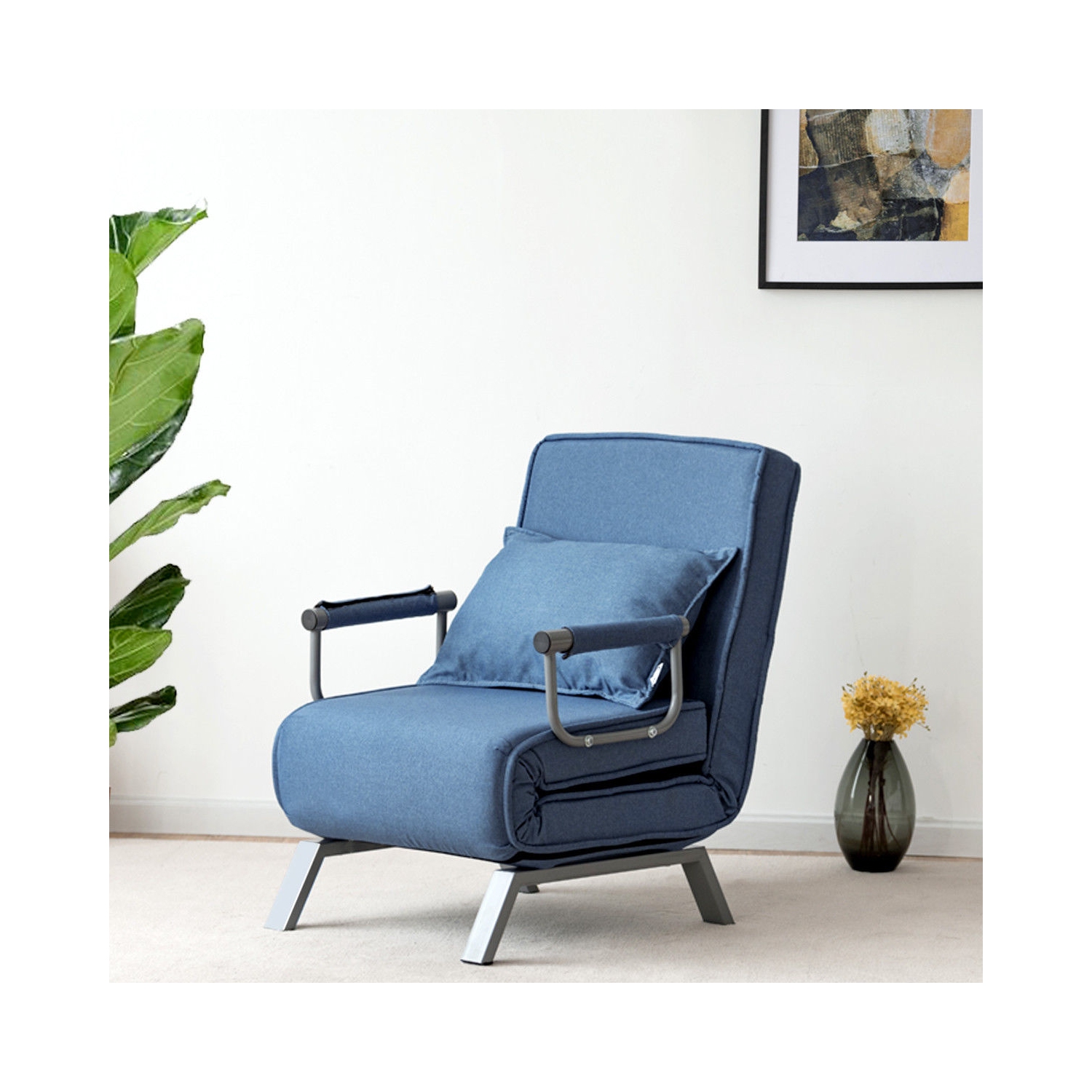 Canapé-lit pliant à accoudoirs de TopBuy, fauteuil inclinable, 5 positions, entièrement rembourré
