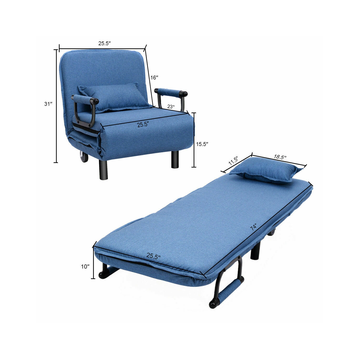 Mobilier de salon 5 positions pour canapé-lit pliant TopBuy