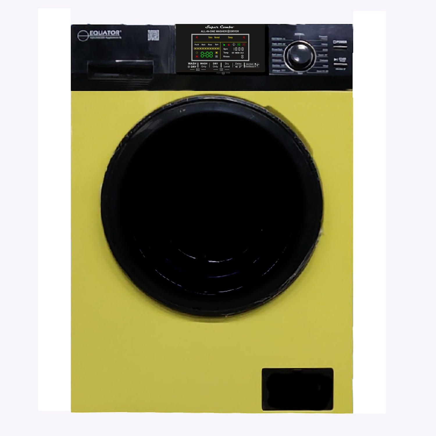 Equator Digital Compact 110V Vented/Ventless 18 lbs Combo Washer Dryer 1400 RPM (EZ 5500 CV - Yellow/Black)