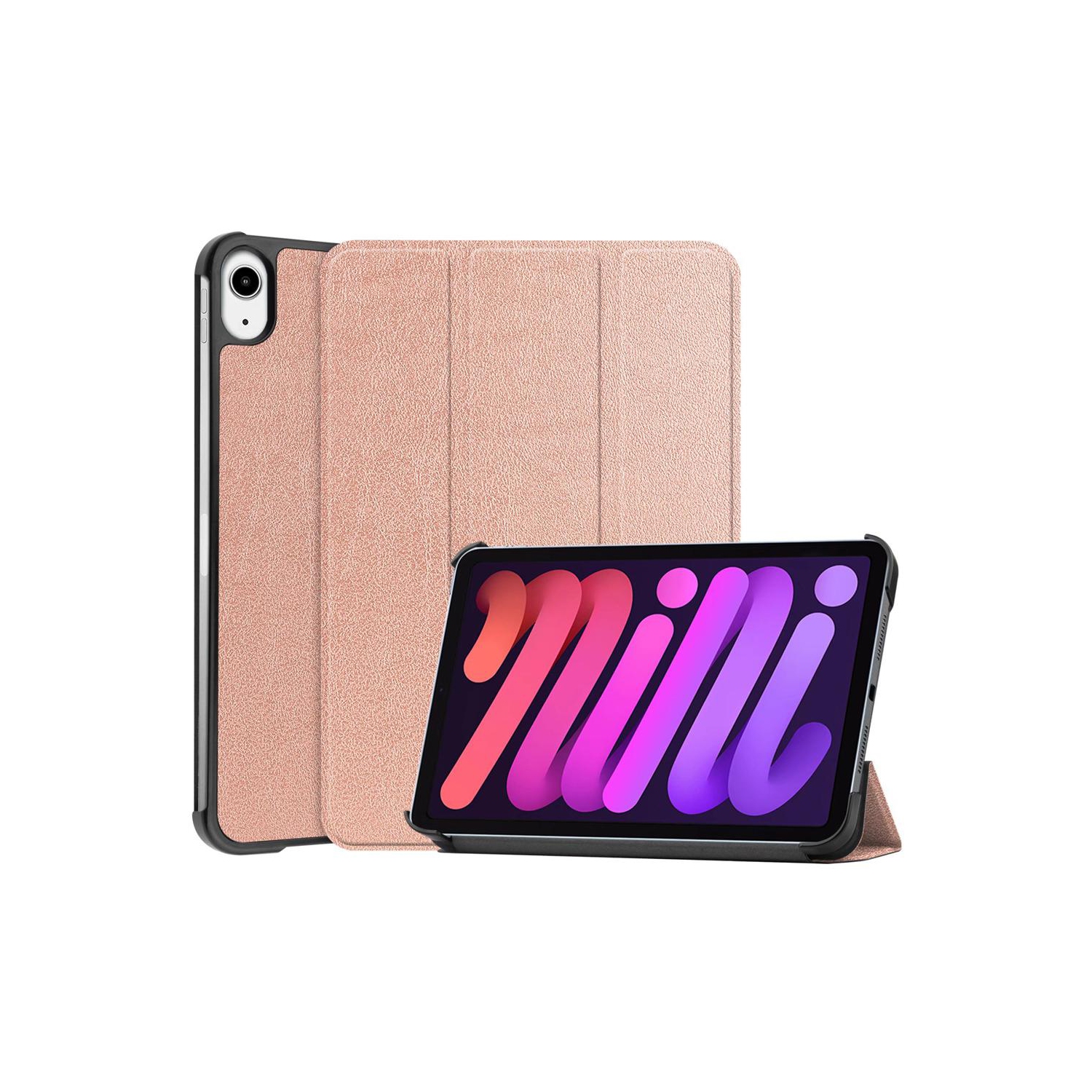PANDACO Rose Gold Leather Folio Case with Smart Cover for iPad Mini 6