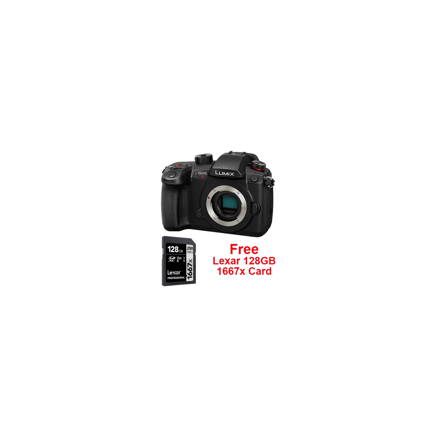 Panasonic GH5 Mark II Camera Body + 128GB 1667x Lexar Pro Card