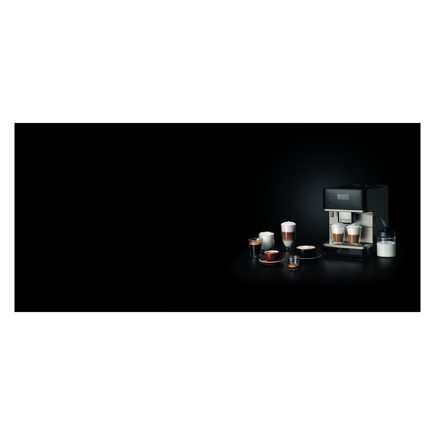Miele CM 6360 Milk Perfection Countertop Coffee Machine - Obsidian Black with Clean Steel Metallic Finish - 2 Year Warranty