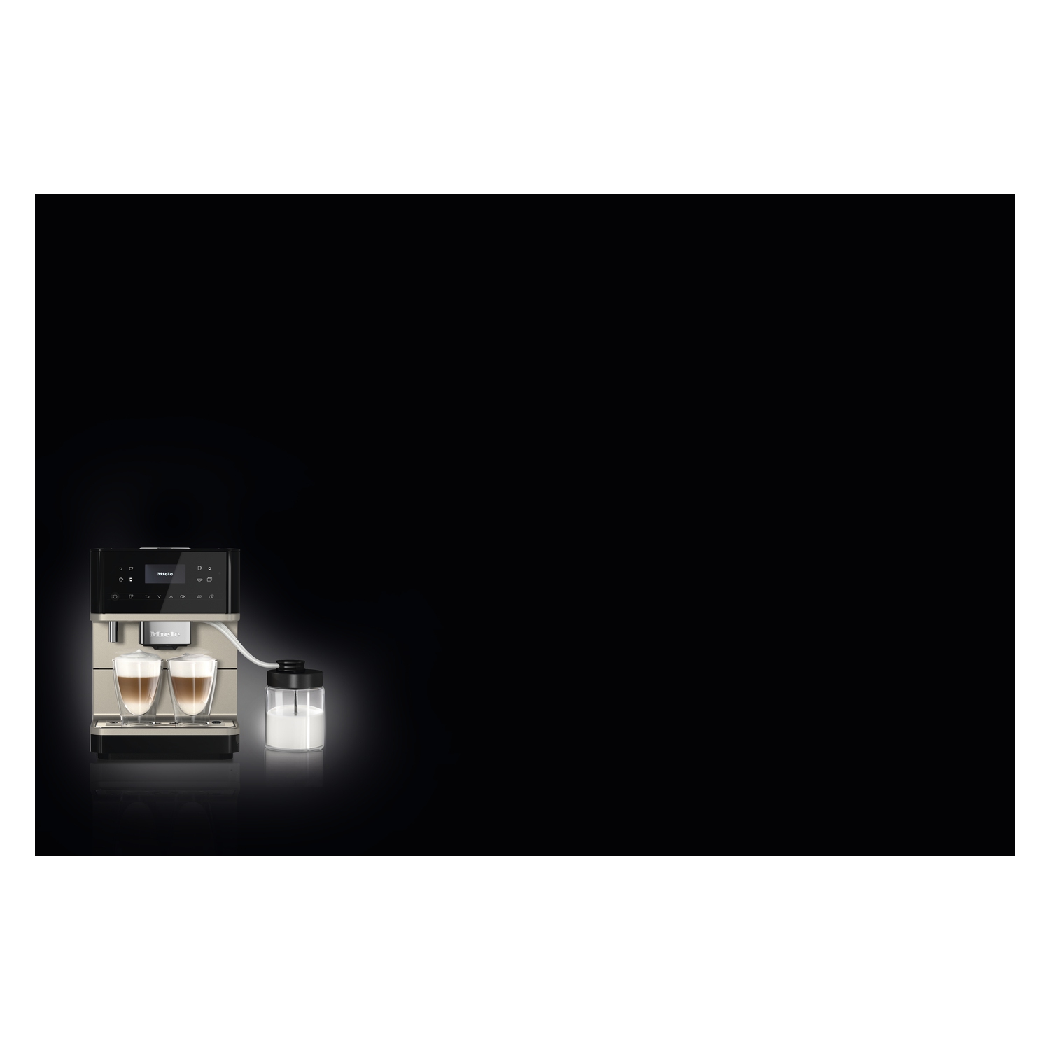 Miele CM 6360 Milk Perfection Countertop Coffee Machine - Obsidian Black with Clean Steel Metallic Finish - 2 Year Warranty