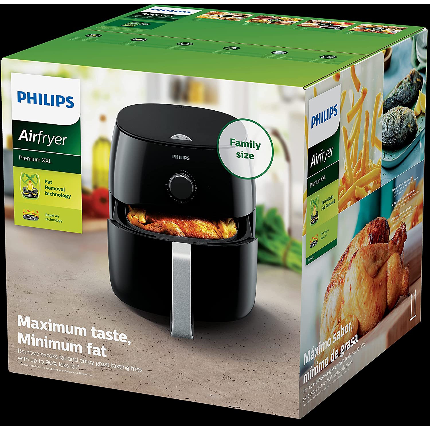 Open Box -Philips Twin TurboStar XXL Analog Air Fryer - 1.4kg - Black