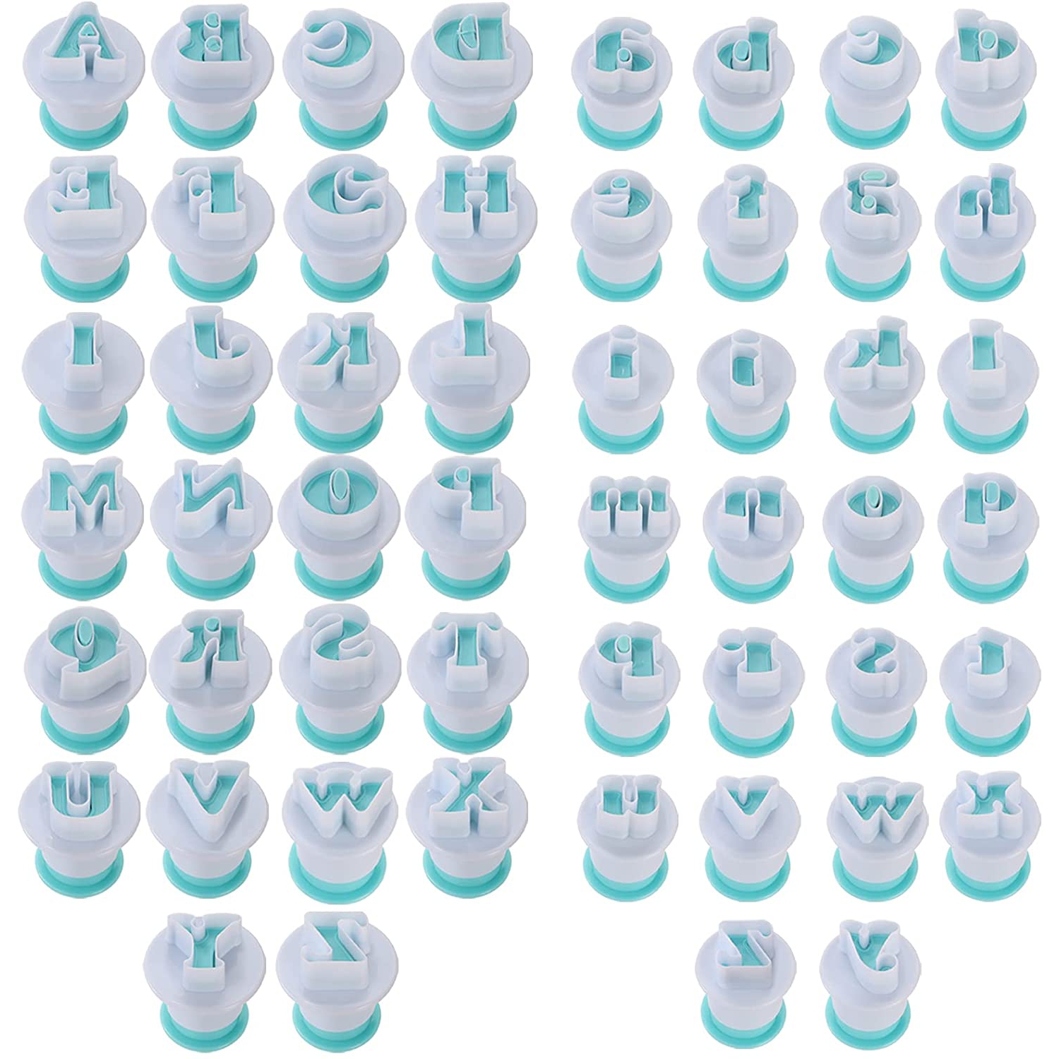 52 Pieces Fondant Letter Cutters, Plastic Alphabet Cake Mold Decorating Tools, Embosser Cutter Cookie Stamp Impress, Uppercase Lowercase DIY Sugar