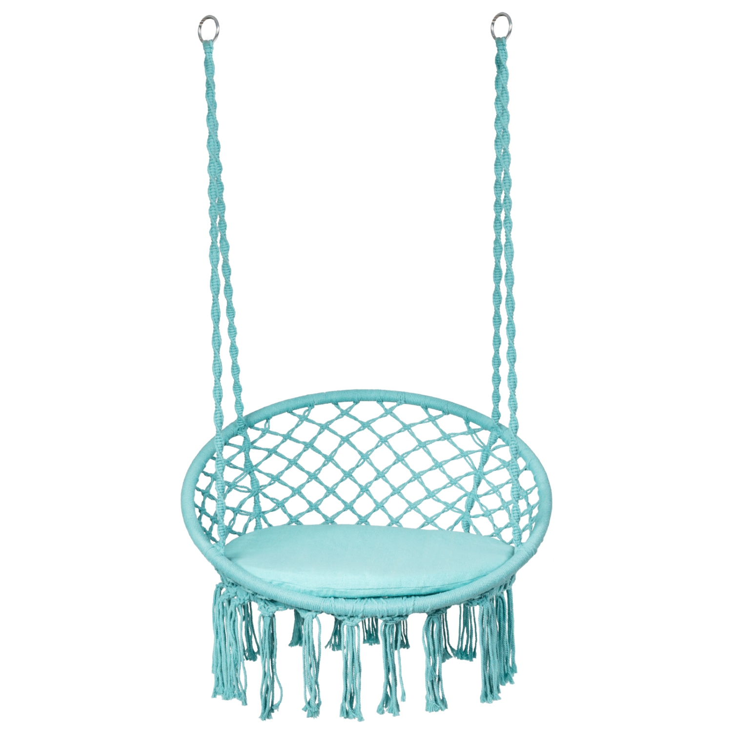 Topbuy Hammock Chair Macrame Swing Knitted Mesh Rope Hanging Hardware Kit for Indoor Outdoor Beige/Black/Turquoise/Grey