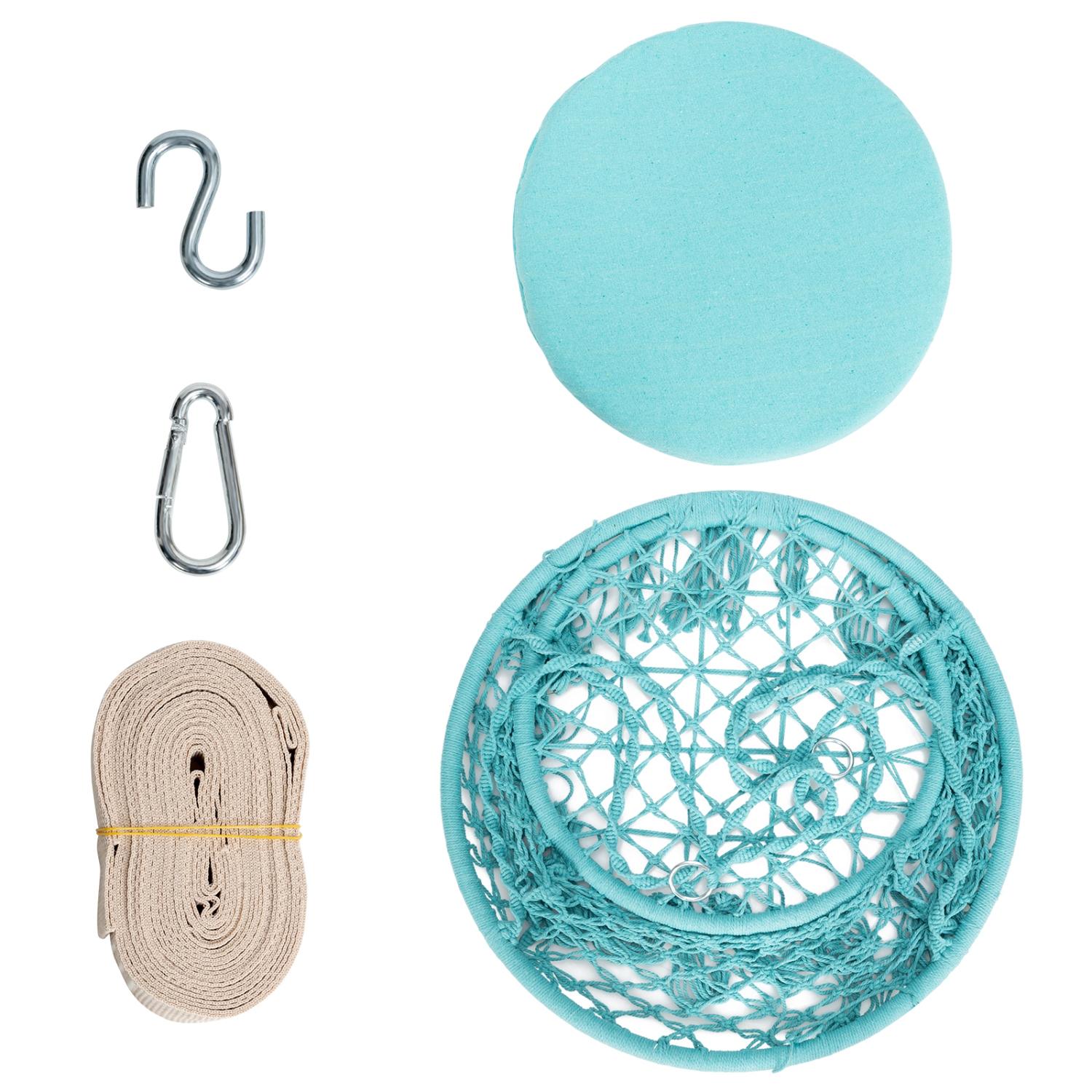 Topbuy Hammock Chair Macrame Swing Knitted Mesh Rope Hanging Hardware Kit for Indoor Outdoor Beige/Black/Turquoise/Grey