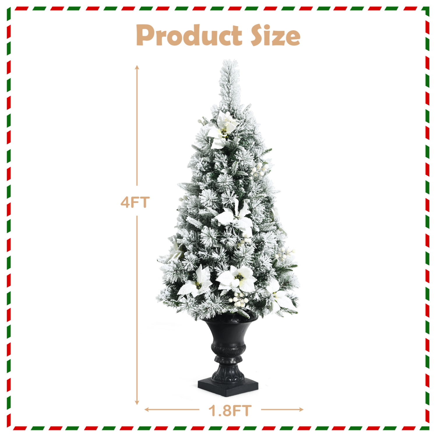Topbuy 4ft Artificial Christmas Tree Pre-lit Entrance Tree Xmas Tree w/ 100 Warm White LED Lights