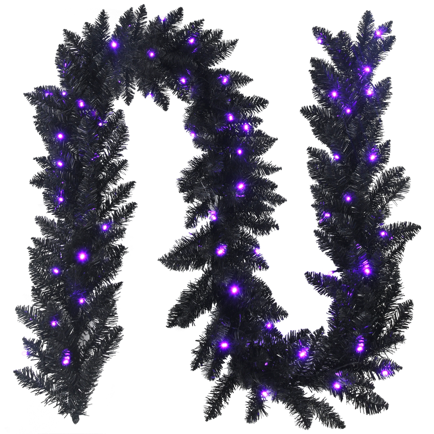 Topbuy 9FT Pre-lit Halloween Garland, Artificial Halloween Rattan W/ 50 Purple LED Lights 6H Timer Battery-powered Waterproof