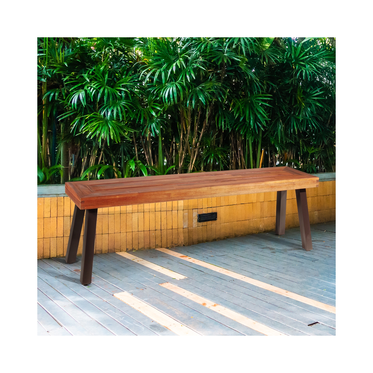 Banc de patio en bois d’acacia naturel de TopBuy