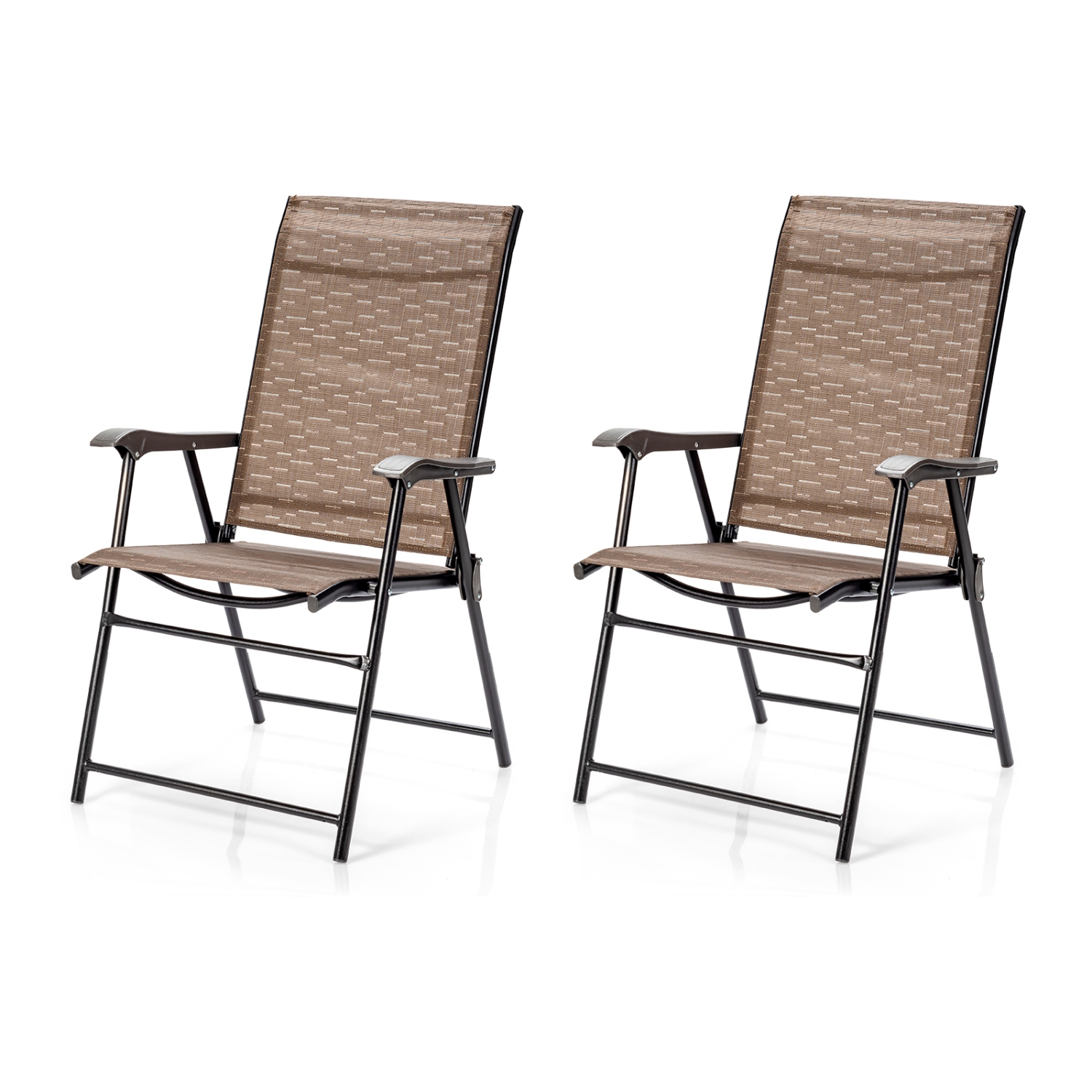 TopBuy – Ensemble de 2 chaises de camping pliantes pour l’extérieur, jardin avec accoudoir et dossier
