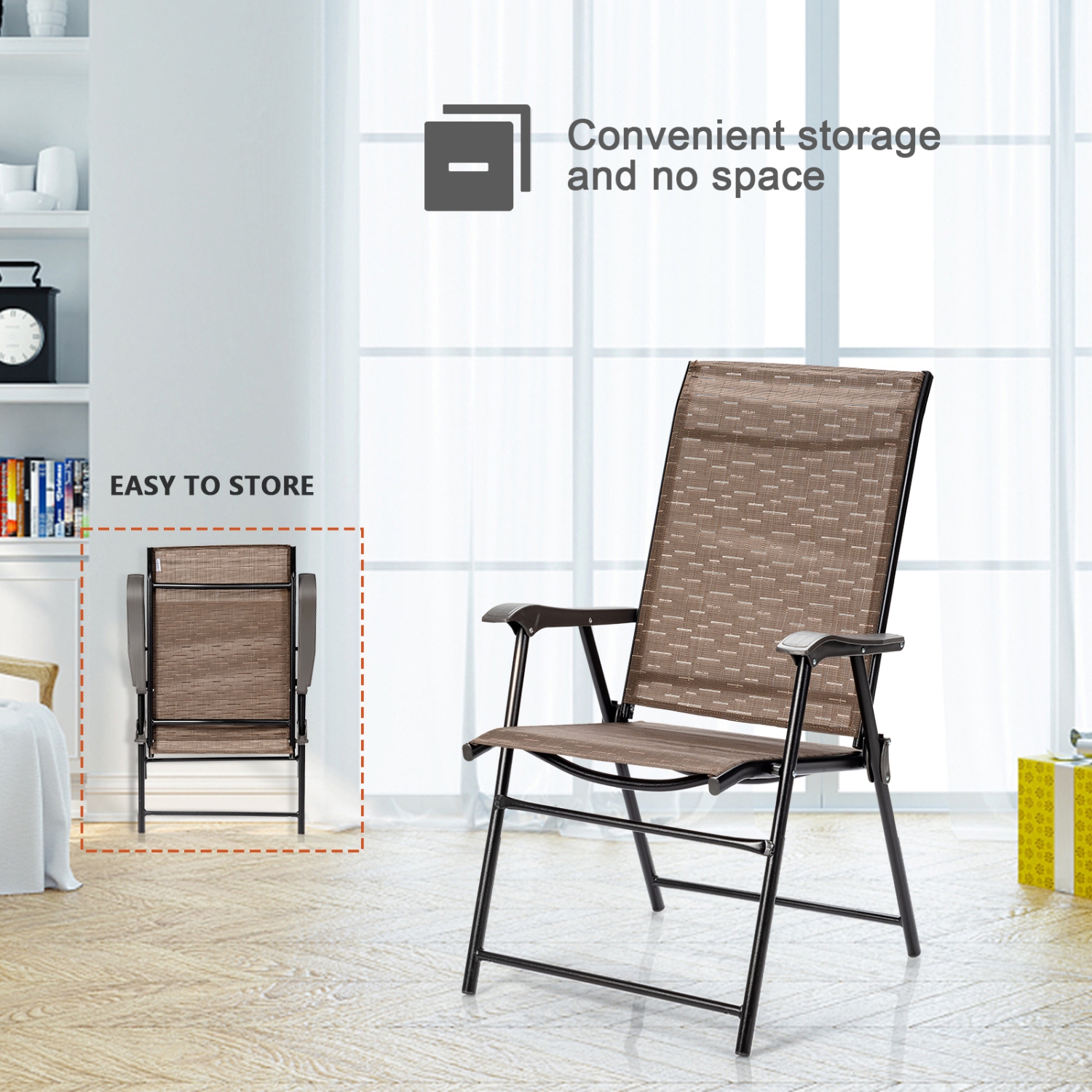 TopBuy – Ensemble de 2 chaises de camping pliantes pour l’extérieur, jardin avec accoudoir et dossier