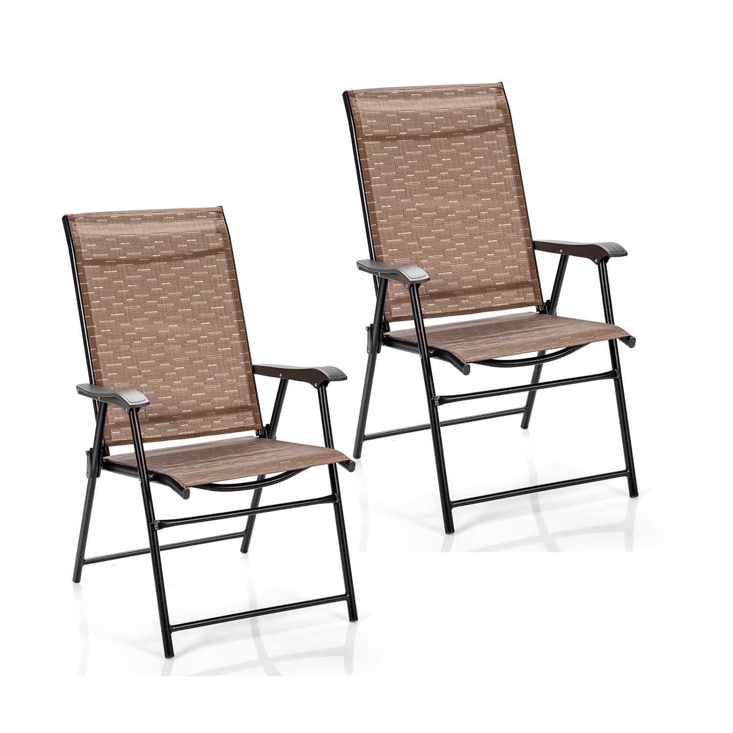 TopBuy – Ensemble de 2 chaises de camping pliantes pour l’extérieur, jardin avec accoudoir et dossier
