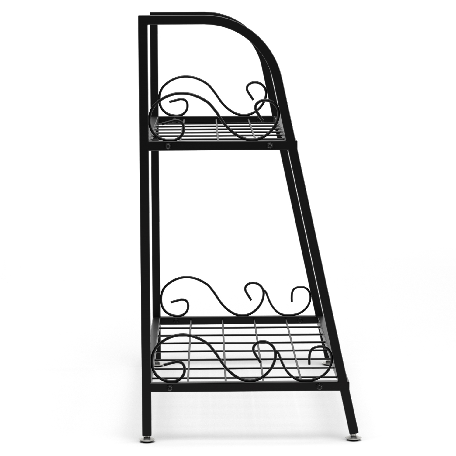 Topbuy Metal Plant Stand 2-Tier Flower Potted Holder Ladder-Shapped Storage Rack Shelf Shoe Rack Black
