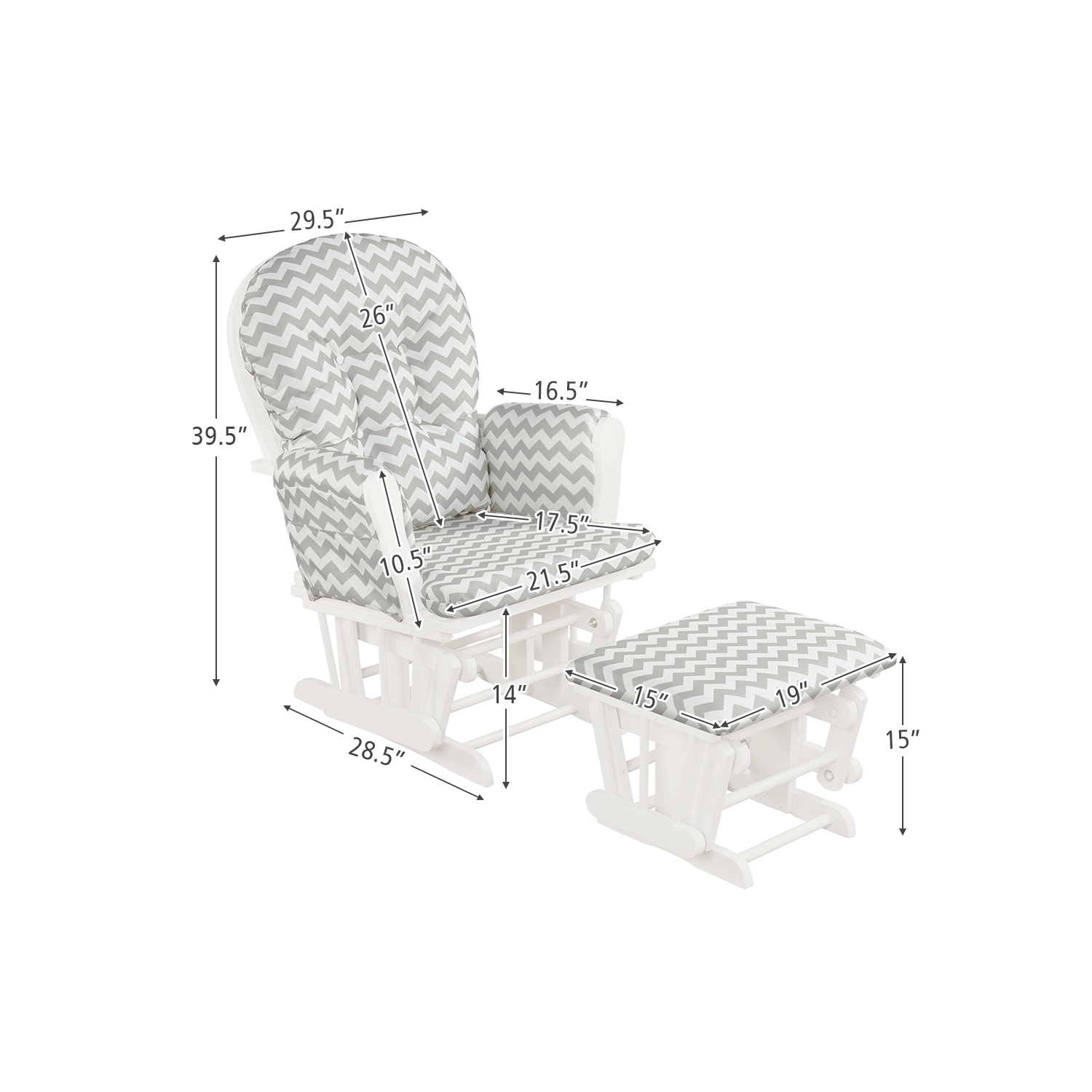 Topbuy Rocking Chair Baby Nursery Chair Glider with Ottoman &Storage Pocket