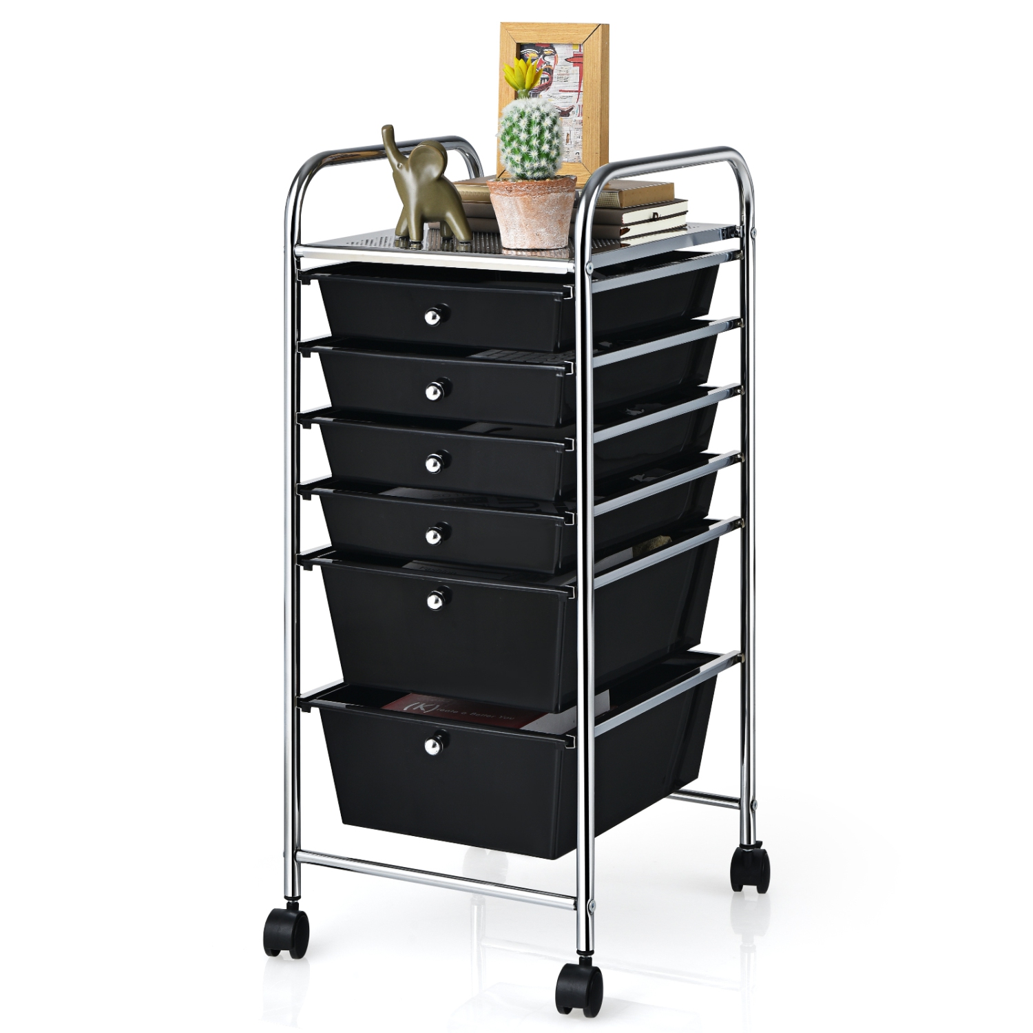 TopBuy – Chariot de rangement à 6 tiroirs pour collimage en papier noir pour l’école de bureau