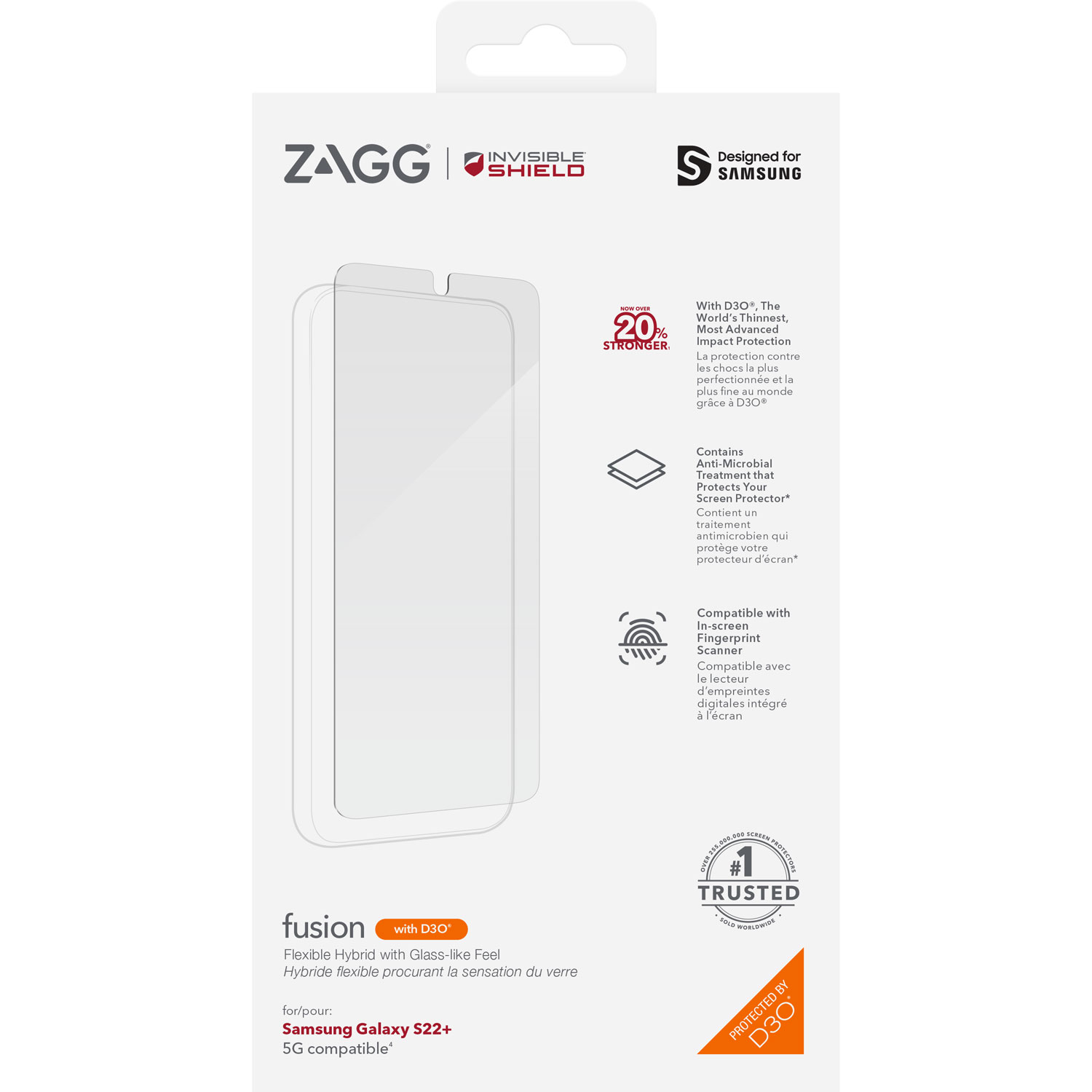 Protecteur d'écran Fusion D3O InvisibleShield by ZAGG pour Galaxy S22+