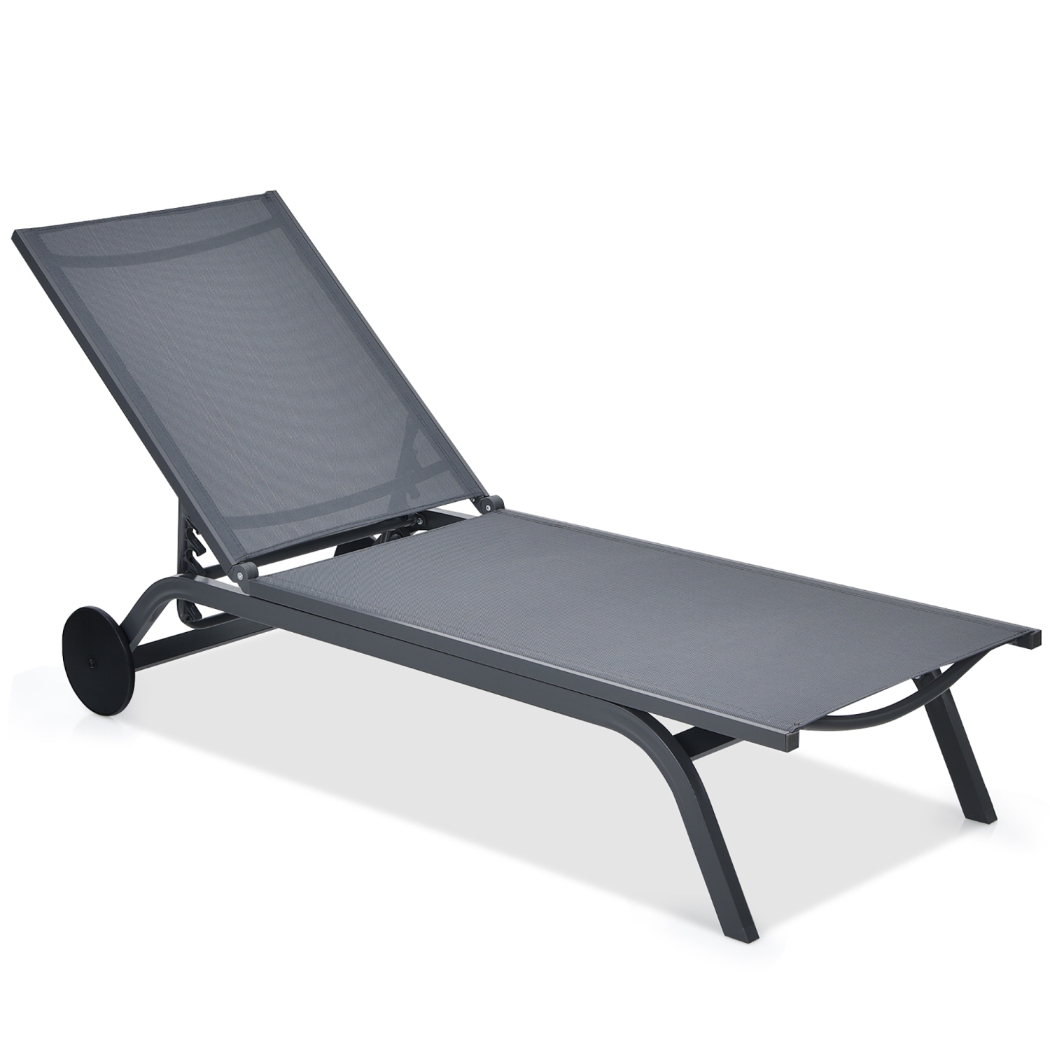 Chaise longue de patio extérieure de Costway inclinable, tissu en aluminium réglable