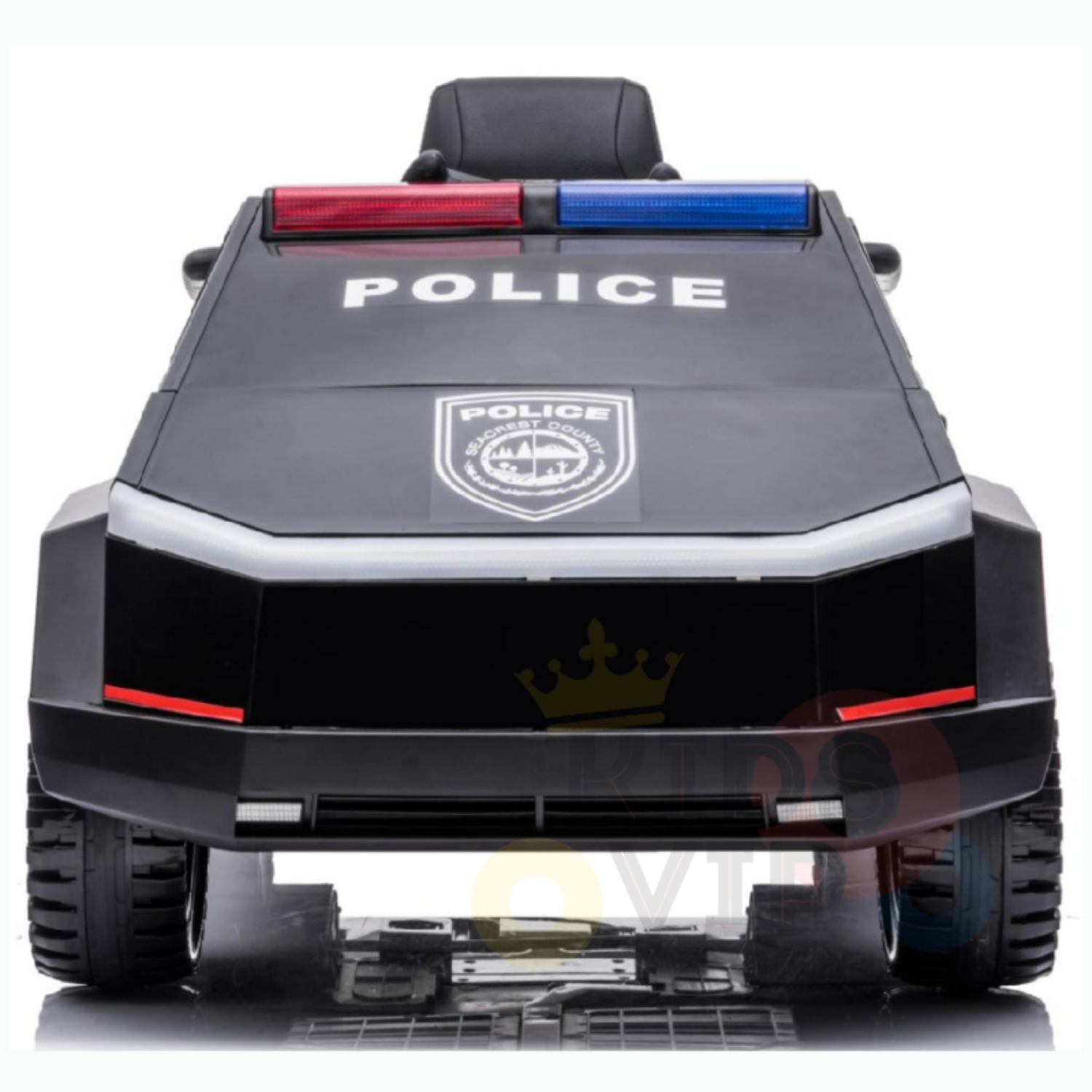 KIDSVIP Kids Ride On Police Truck 12V Battery Powered Electric 4X4 Awd Remote Control Car Rubber Wheels 1 Leather Seat Emergency Siren Music